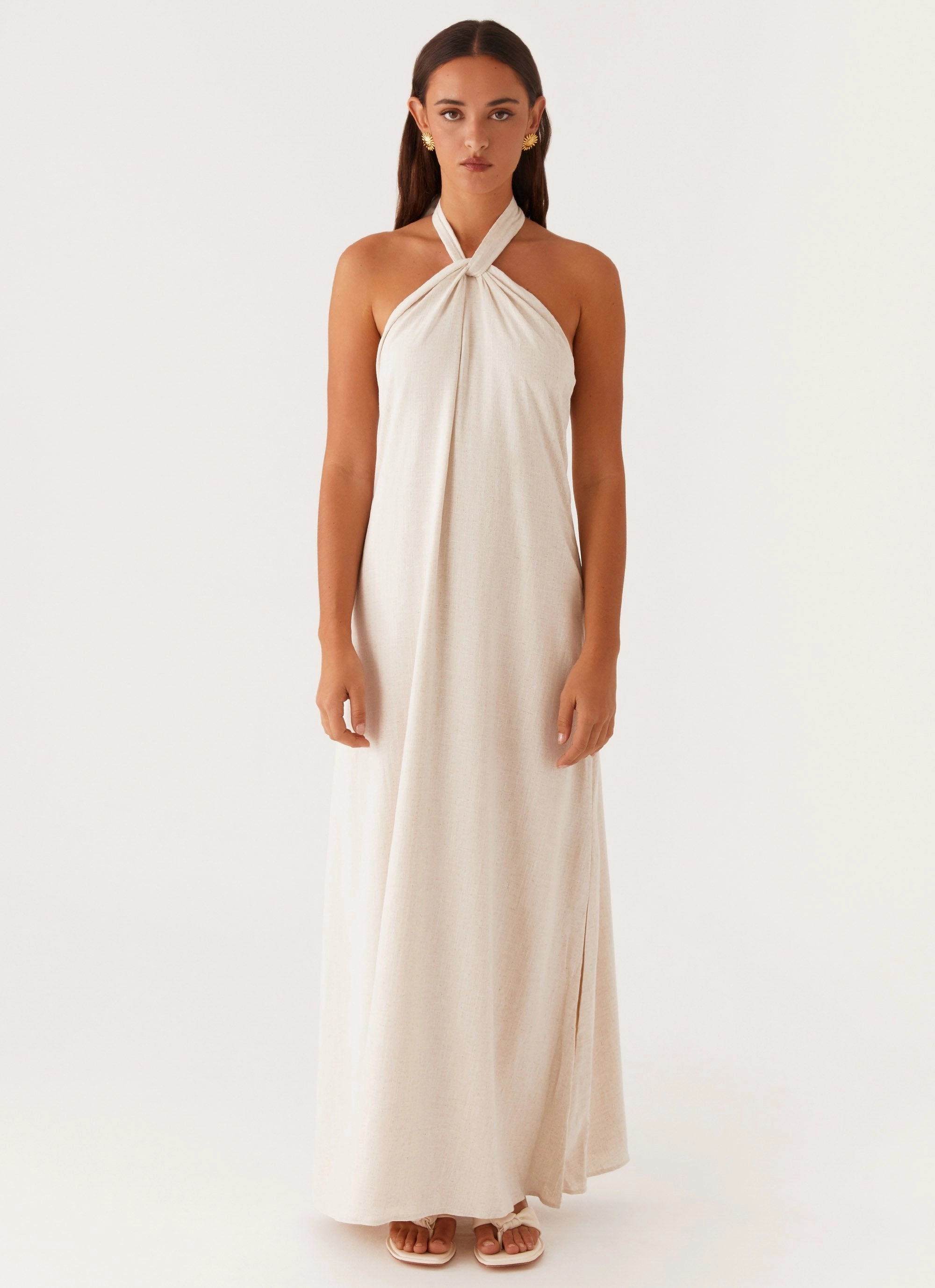 Golden Child Linen Maxi Dress - Oatmeal Signature-Style
