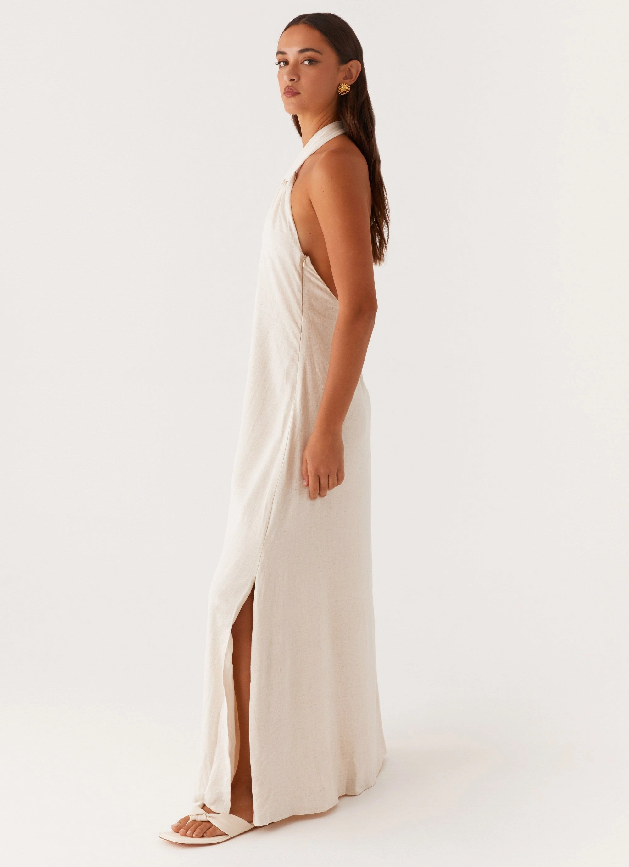 Chilly Wear Golden Child Linen Maxi Dress - Oatmeal