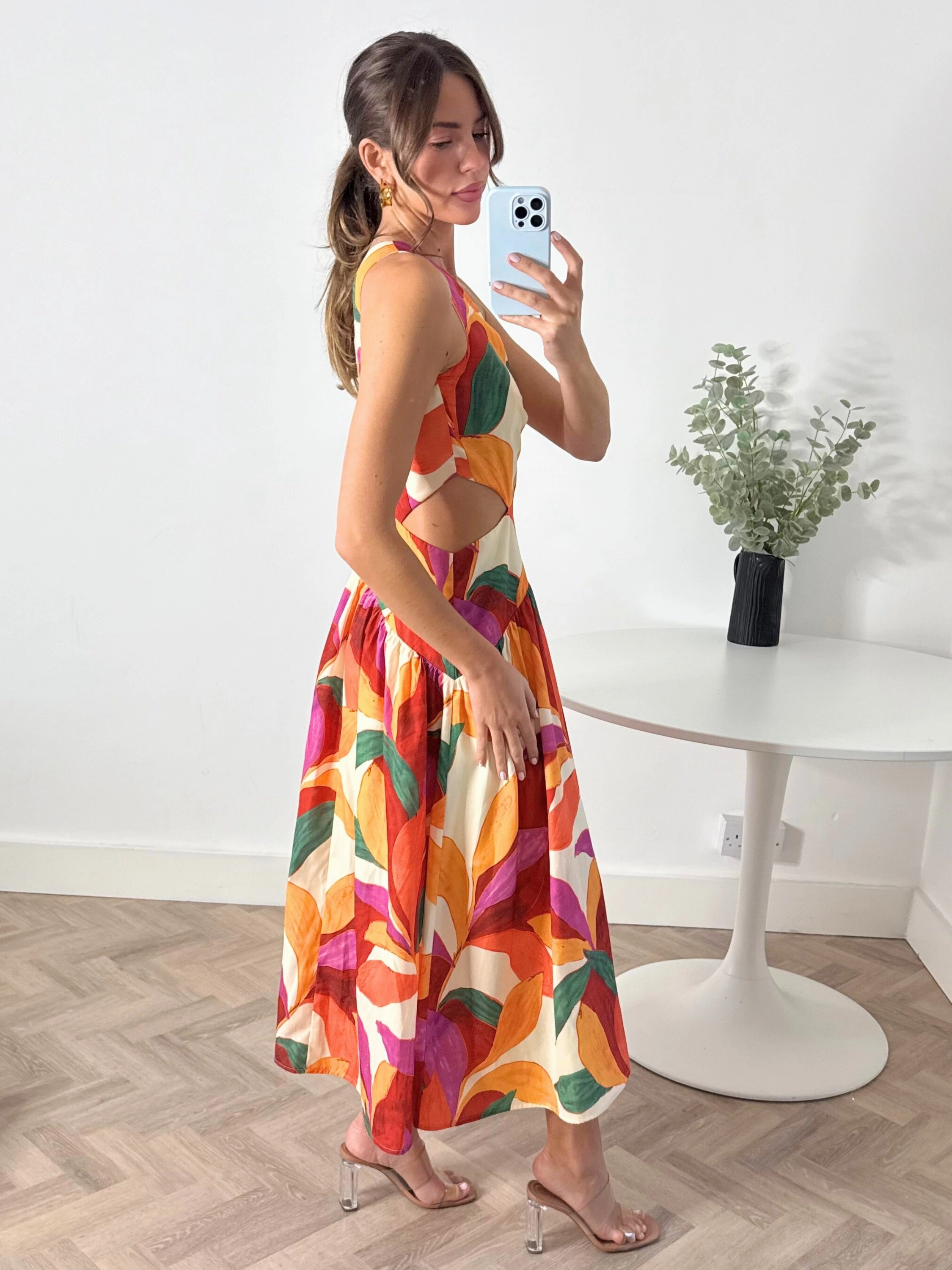 Winter Layering Jasmine Cut Out One Shoulder Dress in Multi