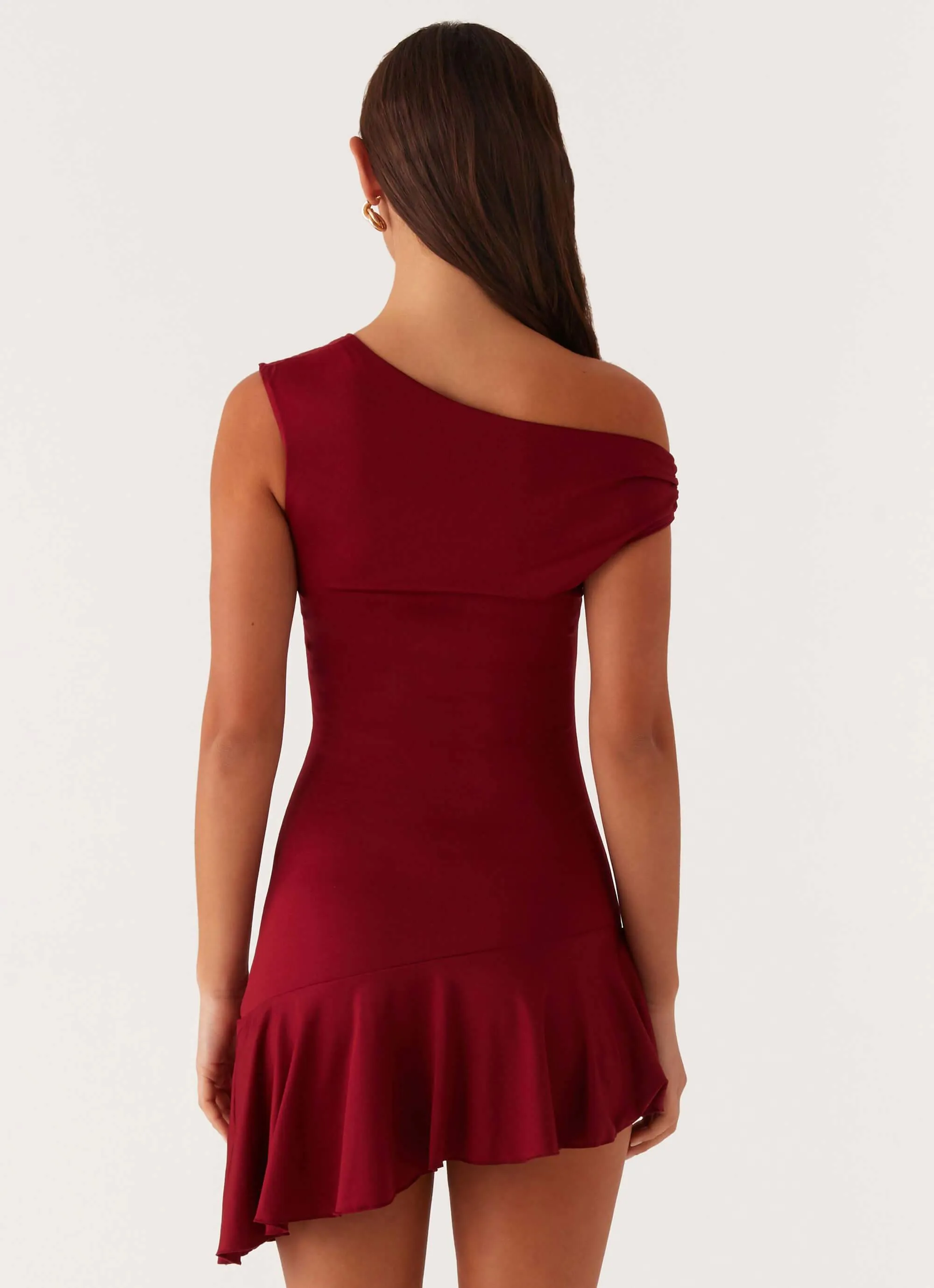Smooth Texture Birthday-Celebration Amaya Twist Mini Dress - Maroon