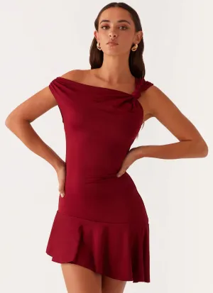 Flattering bodycon dress Boho Aesthetic Amaya Twist Mini Dress - Maroon