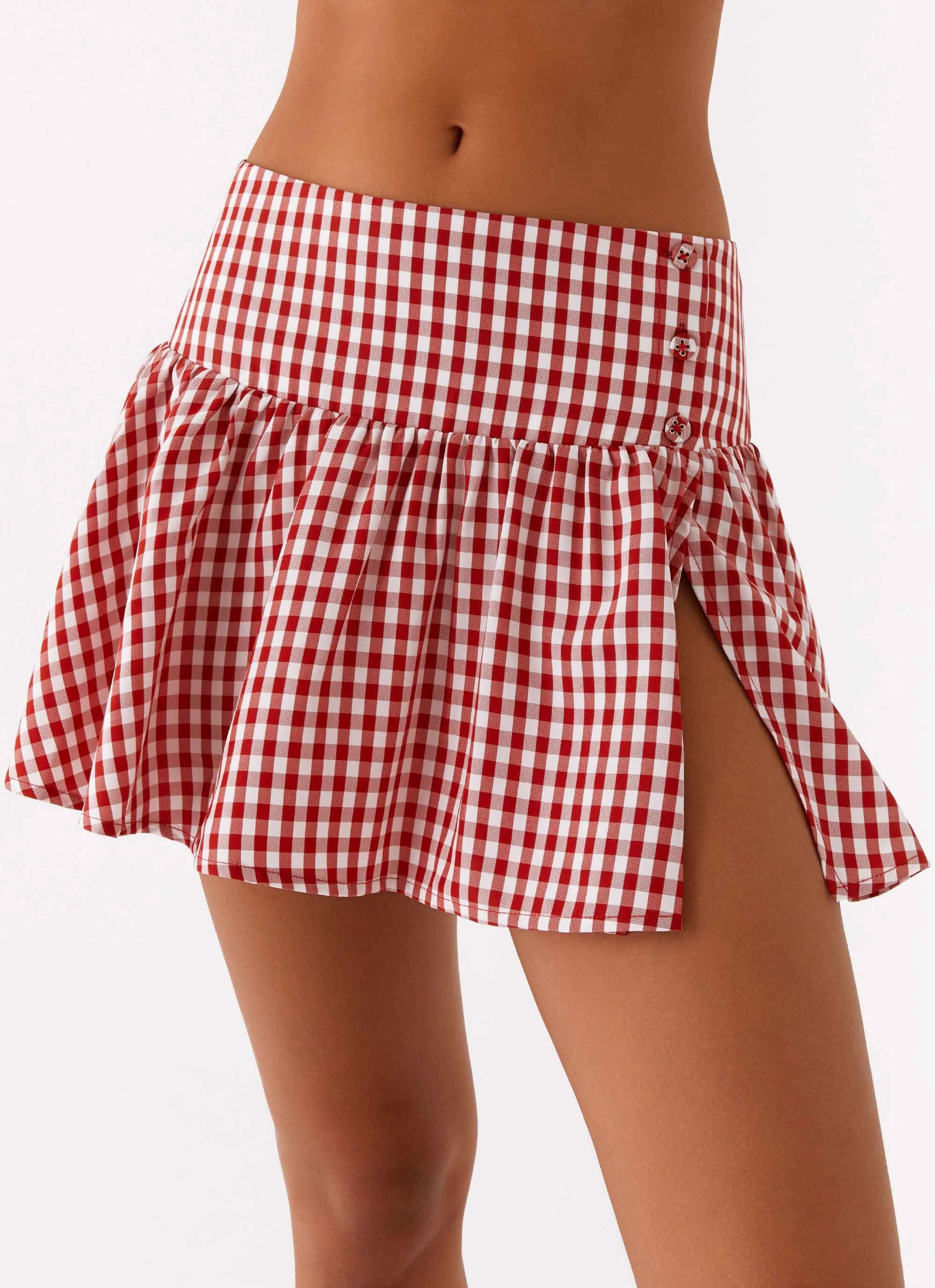 Bellamy Mini Skirt - Red Gingham Vibrant Flow
