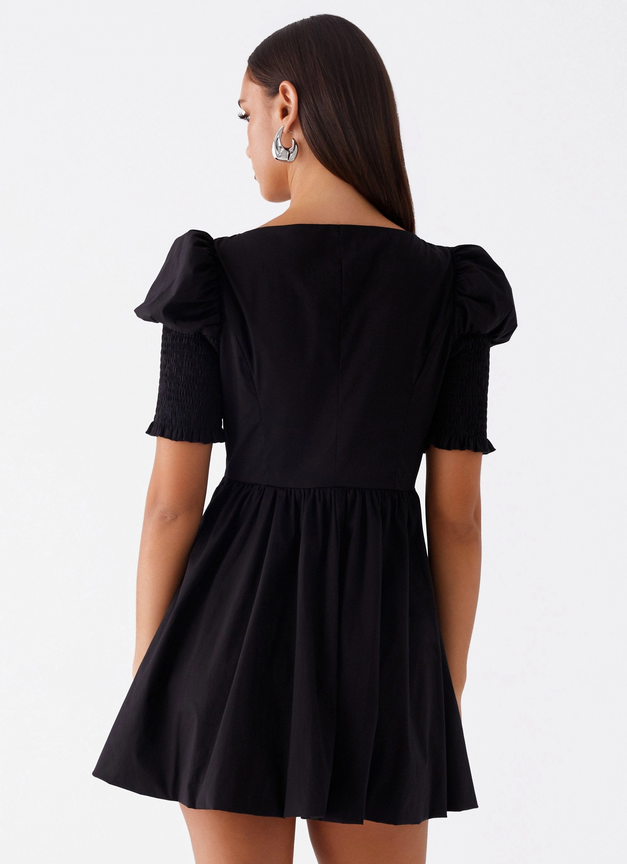 Leonie Tie Front Mini Dress - Black Snap-Closure Fresh Aesthetic