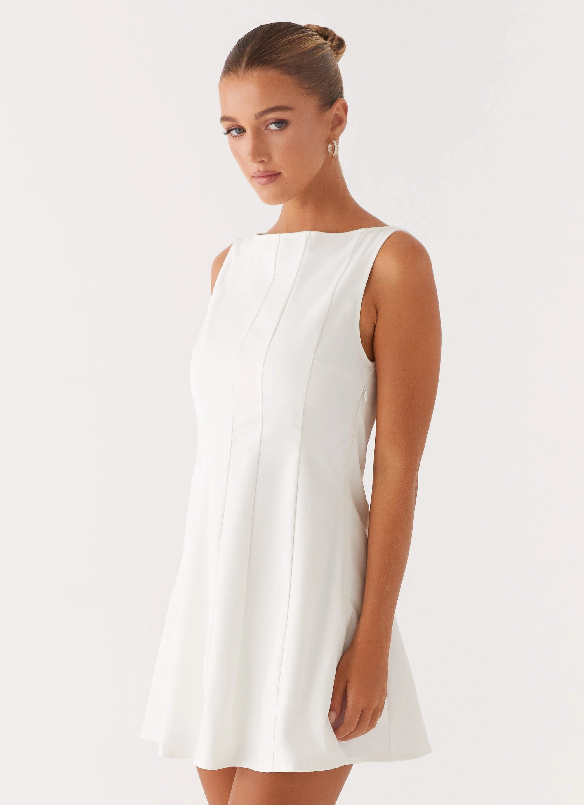 Emelie Mini Dress - White Soft Layers Lounge Mode