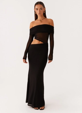 All Gender Fit Calm Drape Emery Maxi Dress - Black