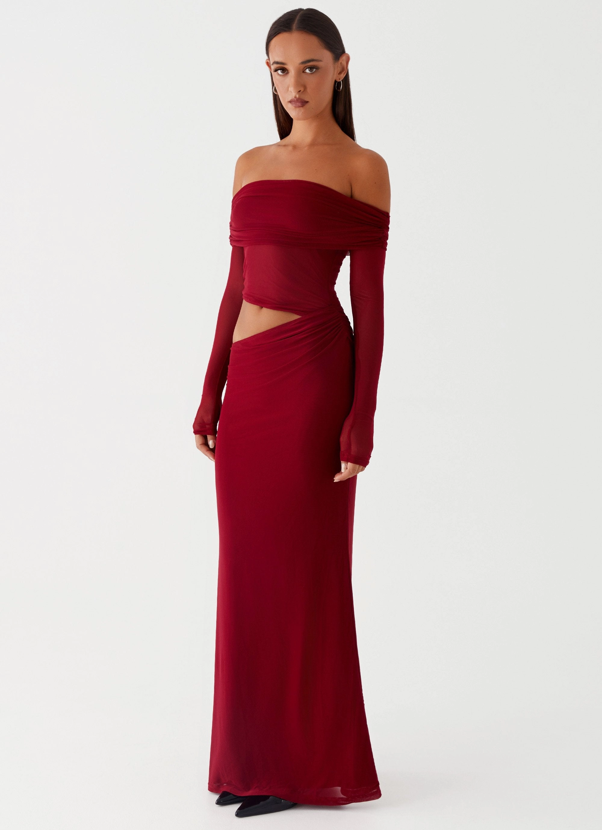 Emery Maxi Dress - Cherry Red Back Detail Work Fit