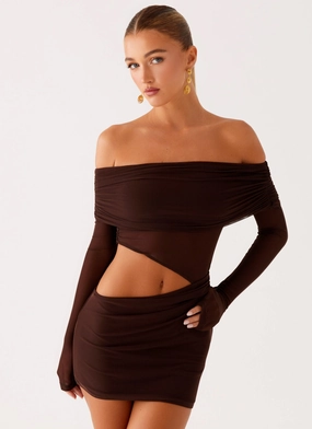 Timeless Waist Emery Mini Dress - Chocolate