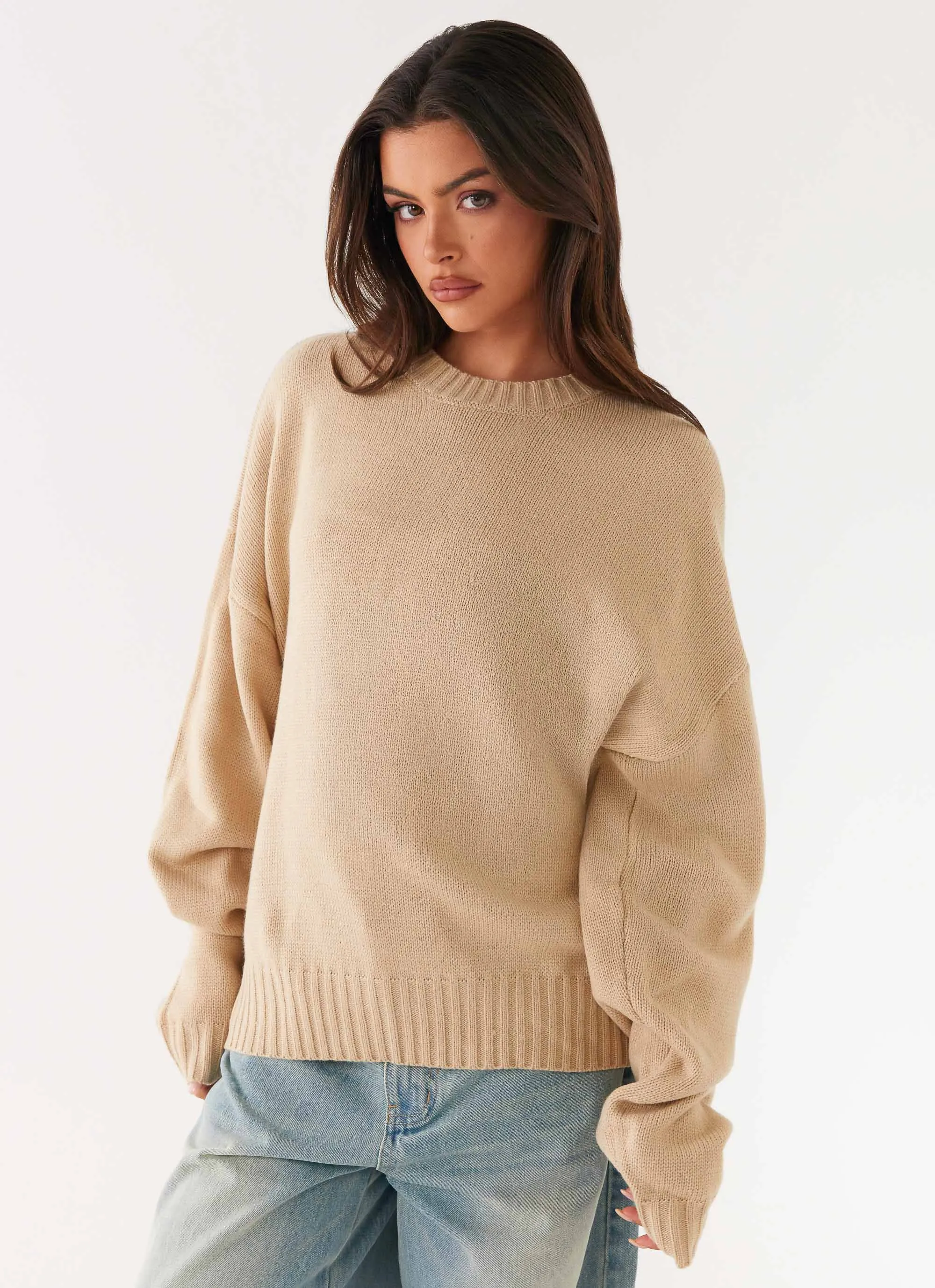 Emma Oversized Sweater - Beige Seamless Design