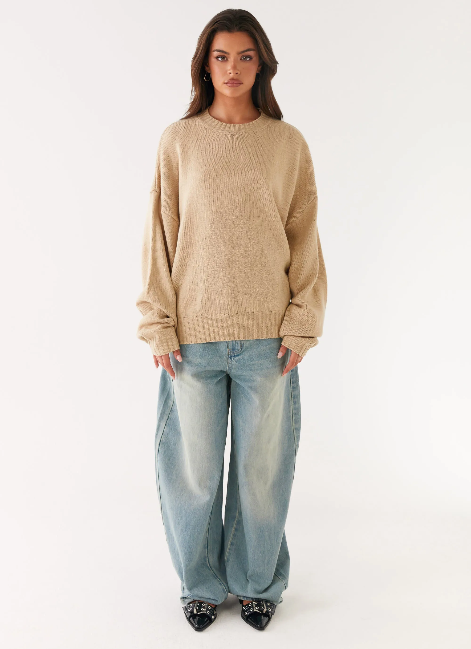Emma Oversized Sweater - Beige Multi Pocket Configuration