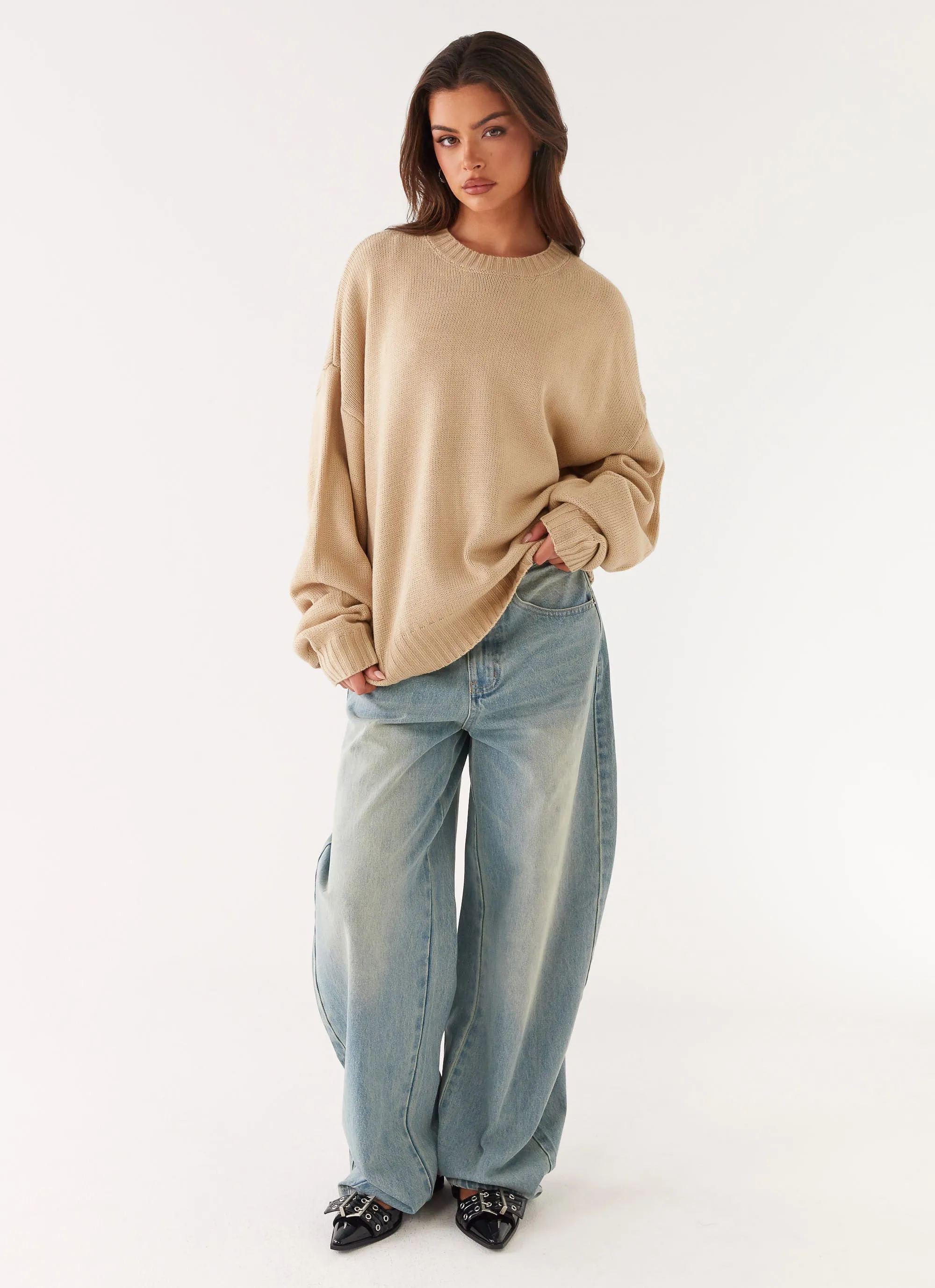 Emma Oversized Sweater - Beige FlexibleCuffs