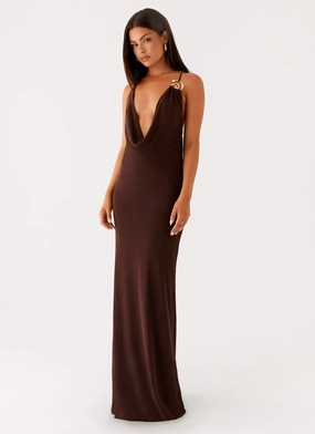 Light Drape Light Wear Game Player Maxi Dress - Chocolate