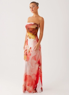 Kunis Maxi Dress - Peach Rose Relax Appeal High Neck