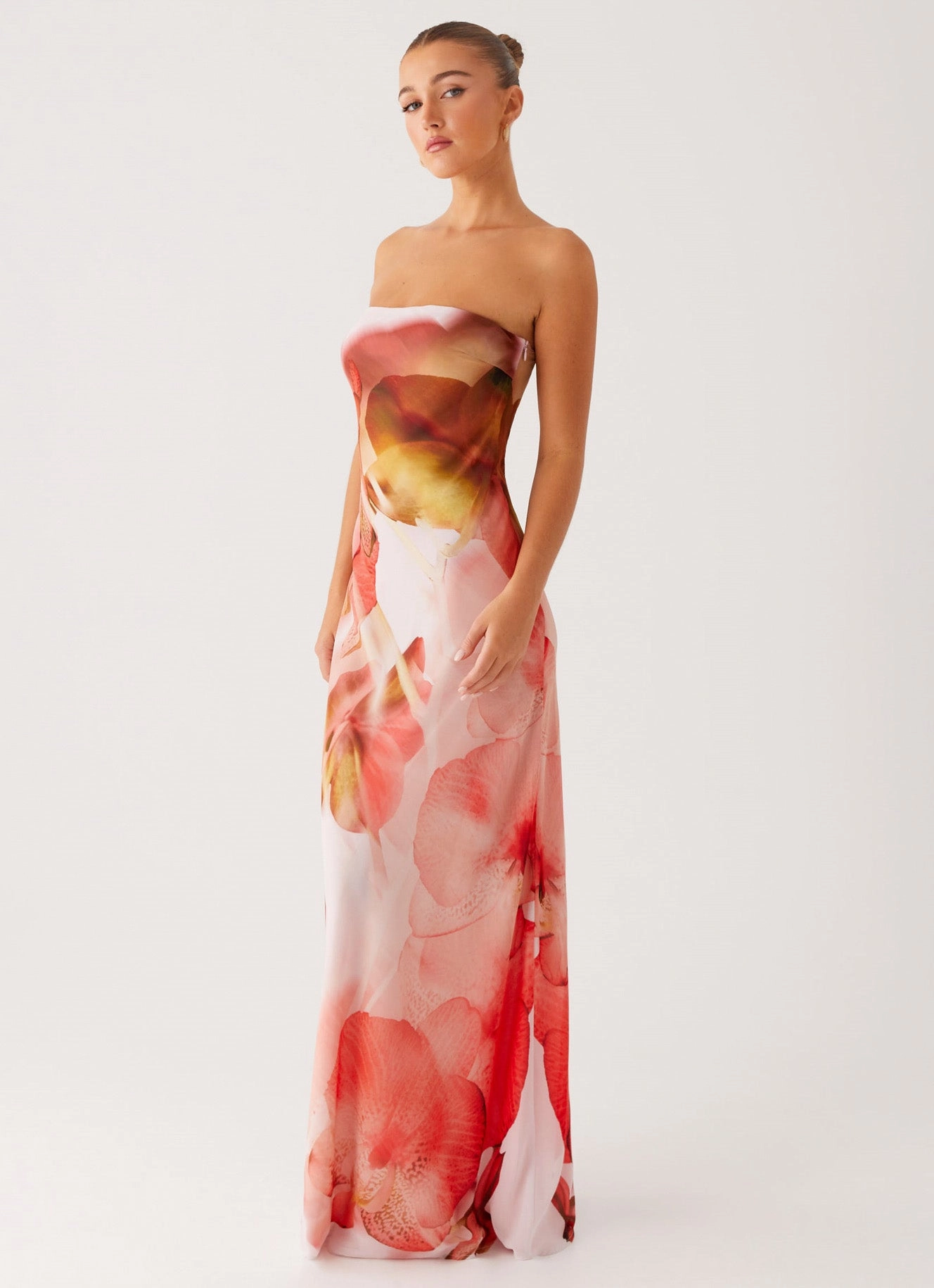 Kunis Maxi Dress - Peach Rose Relax Appeal High Neck