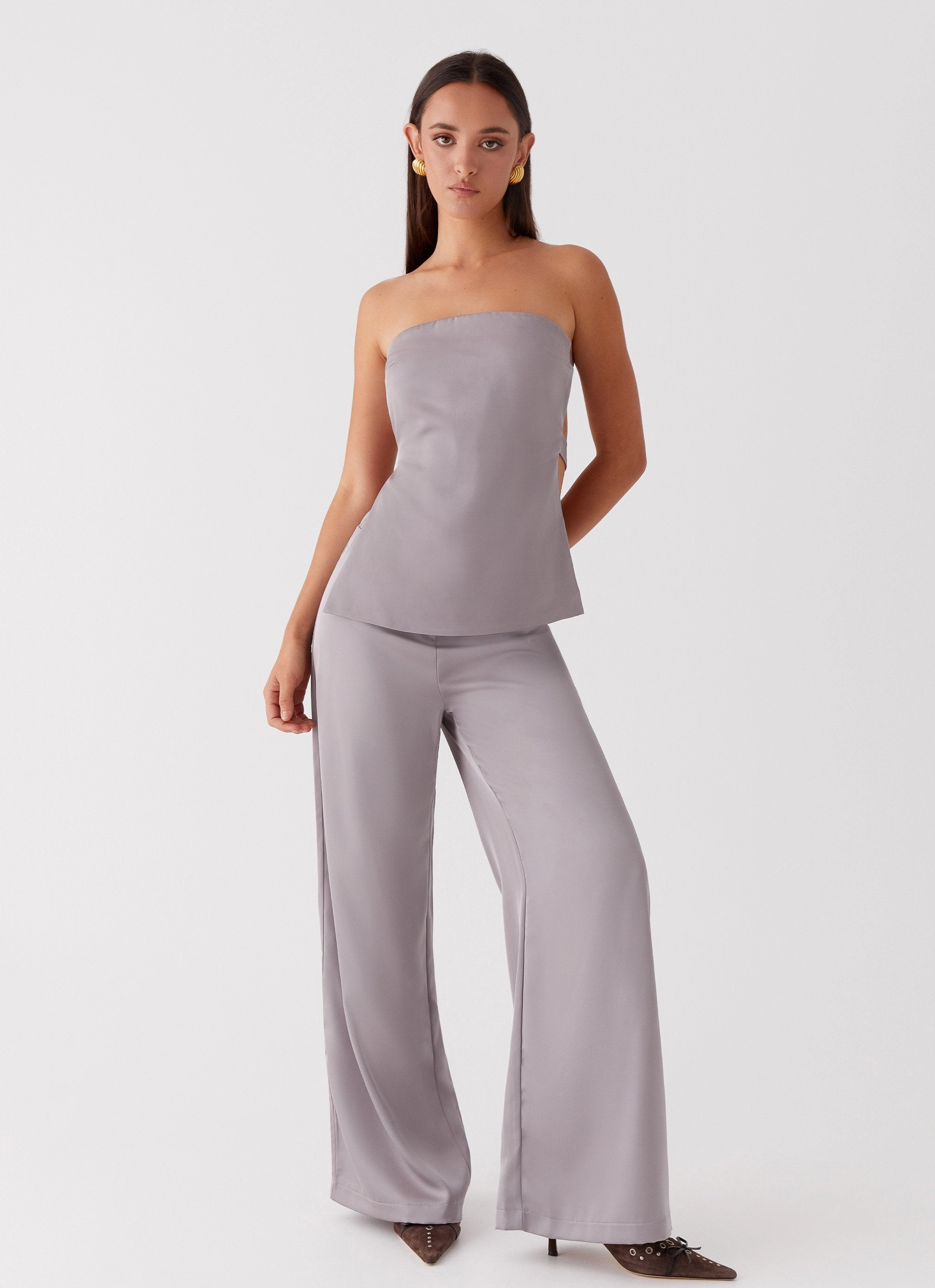 Enchanted Loving Strapless Top - Grey Flexible Cuffs Fit For Daily