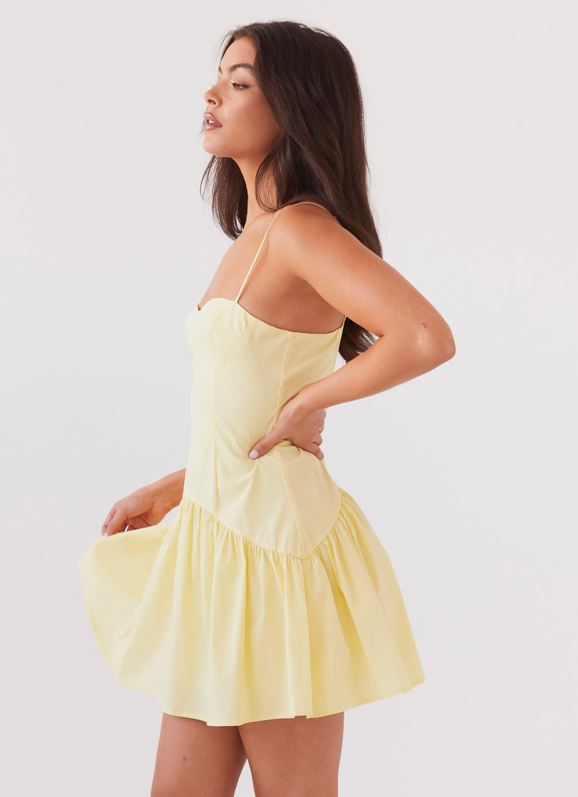 Cool Palette Ruffle Hem Endless Summer Mini Dress - Canary