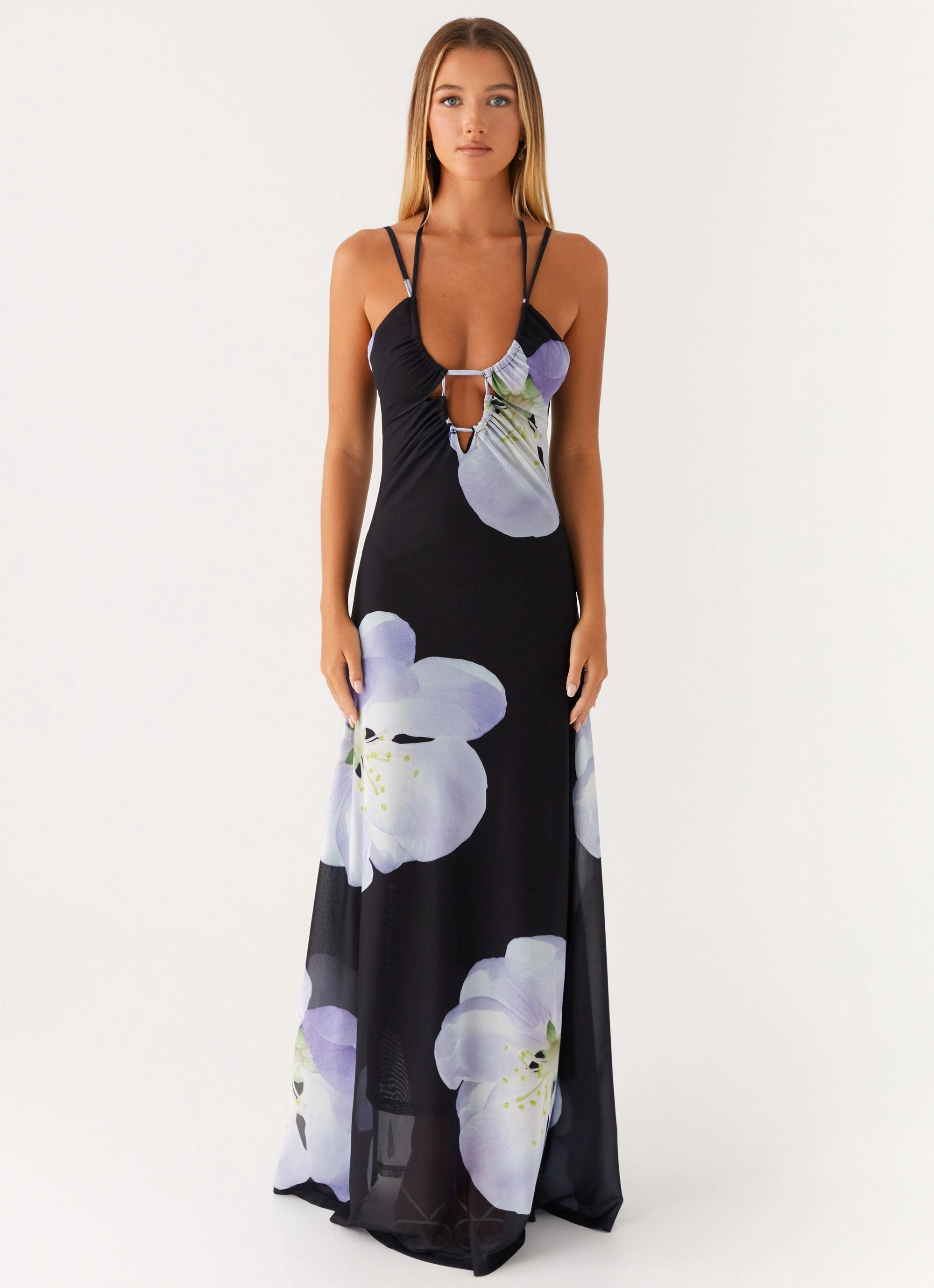 Enrika Maxi Dress - Flower Print Sunset Hour Vacation Vibe