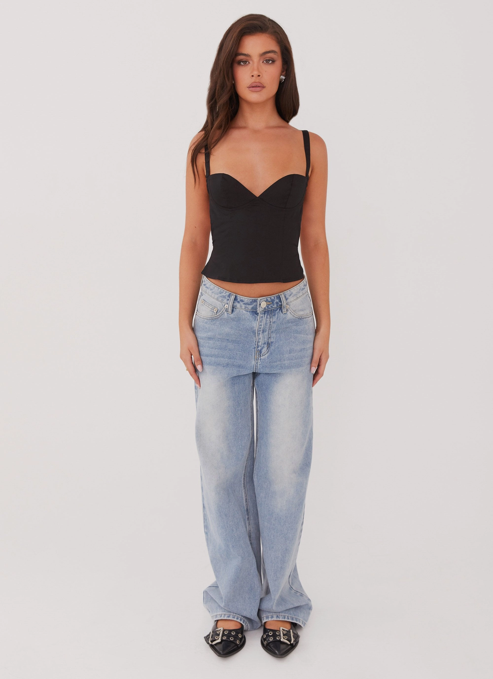 Naomi Backless Top - Black AntiPillingSurface FrenchTerry