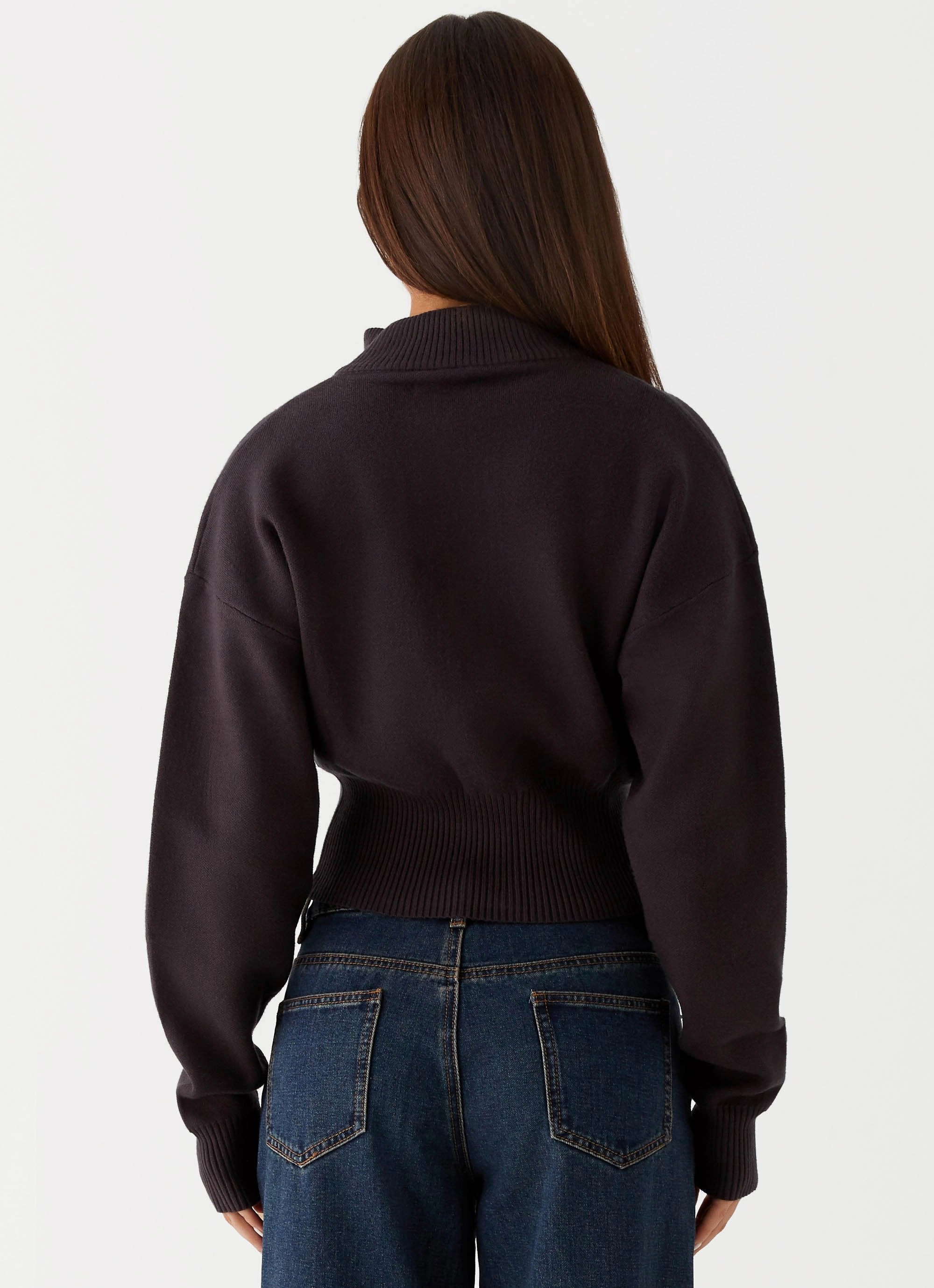 Episode High Neck Cardigan - Charcoal SeamlessSidePanels