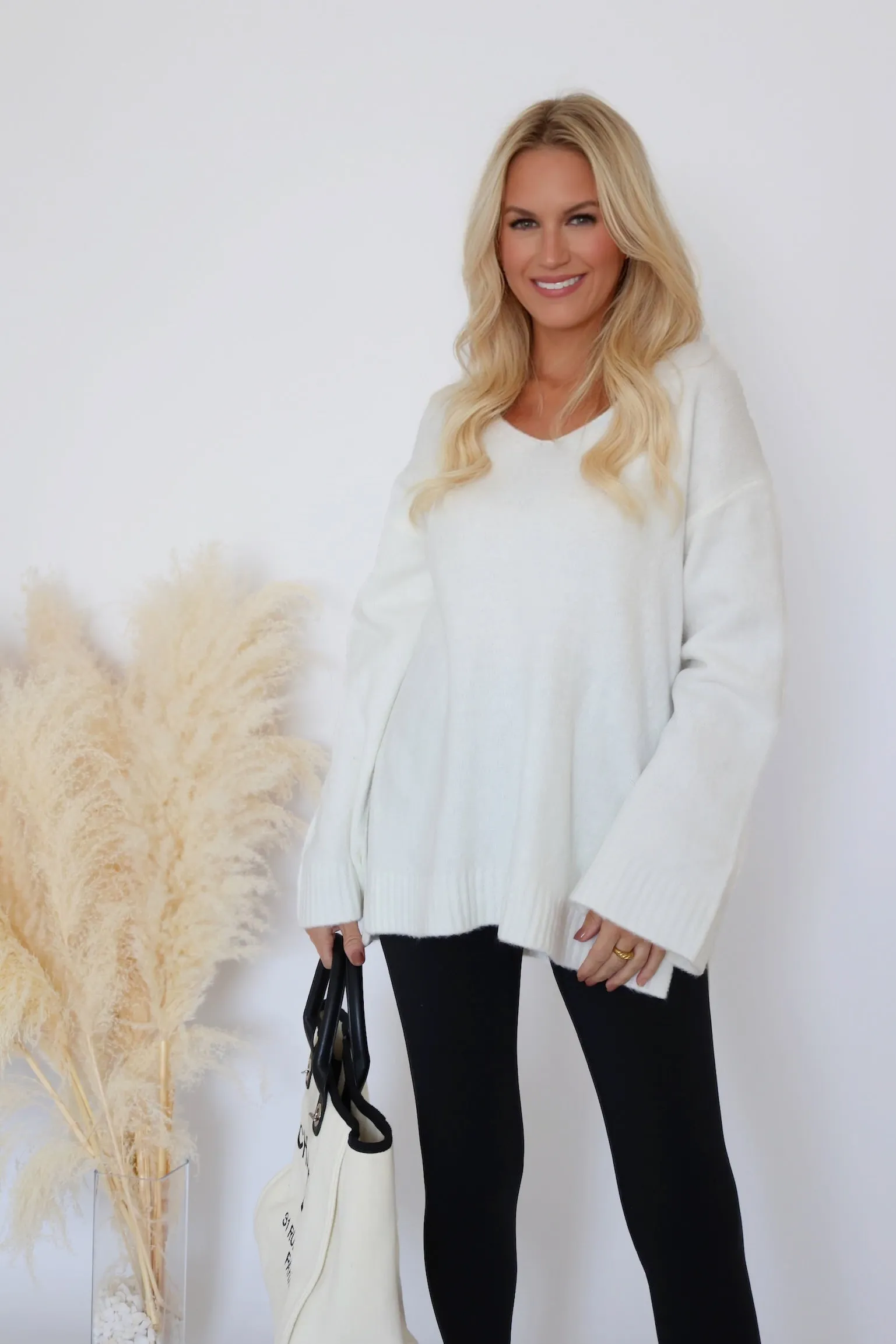 Modern Sweater- Sea Salt (FINAL SALE) Wide Shoulder Cut AntiStatic Material