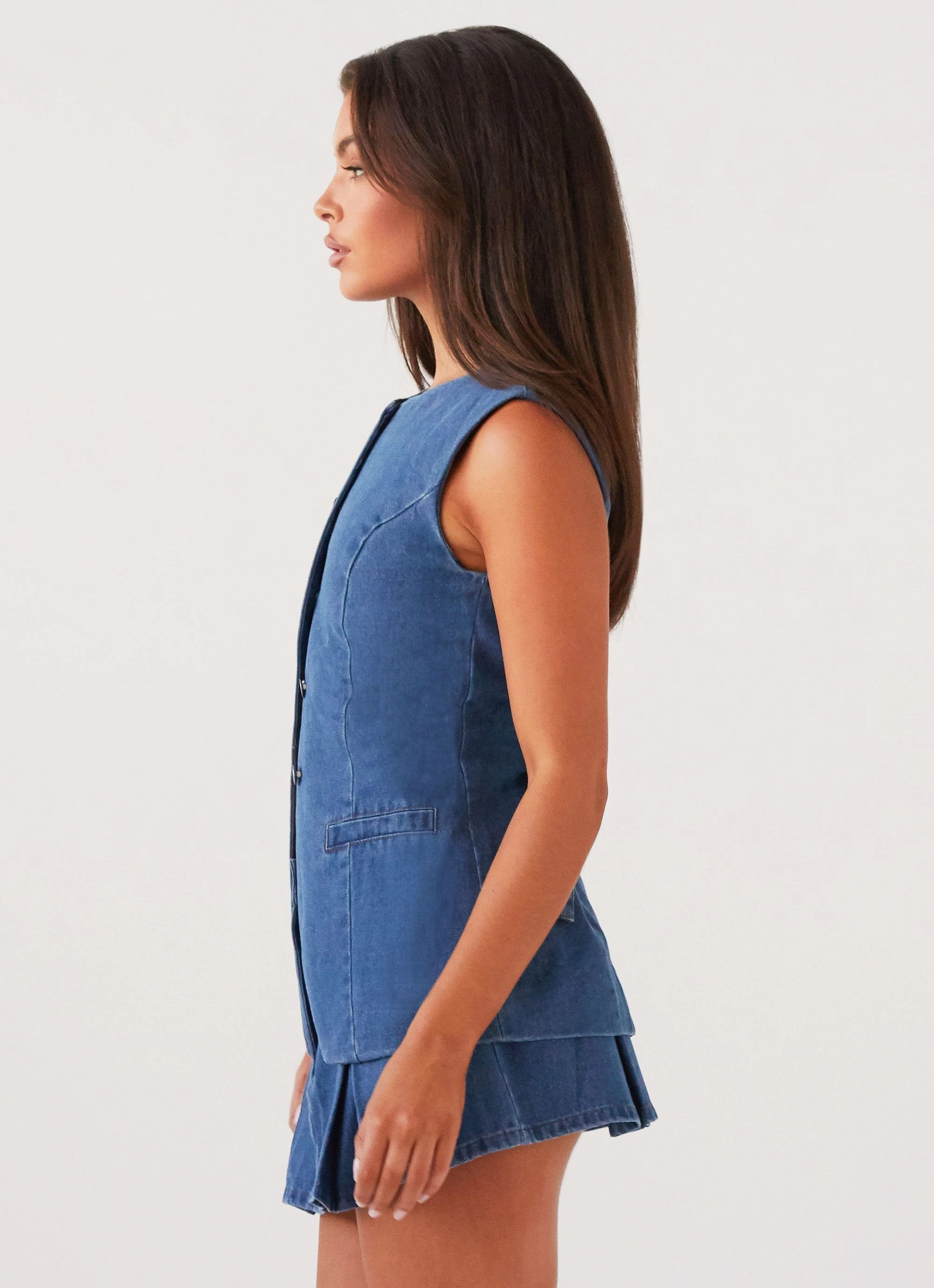 Born For Bordeaux Denim Vest - Indigo Wind Resistant Fabric