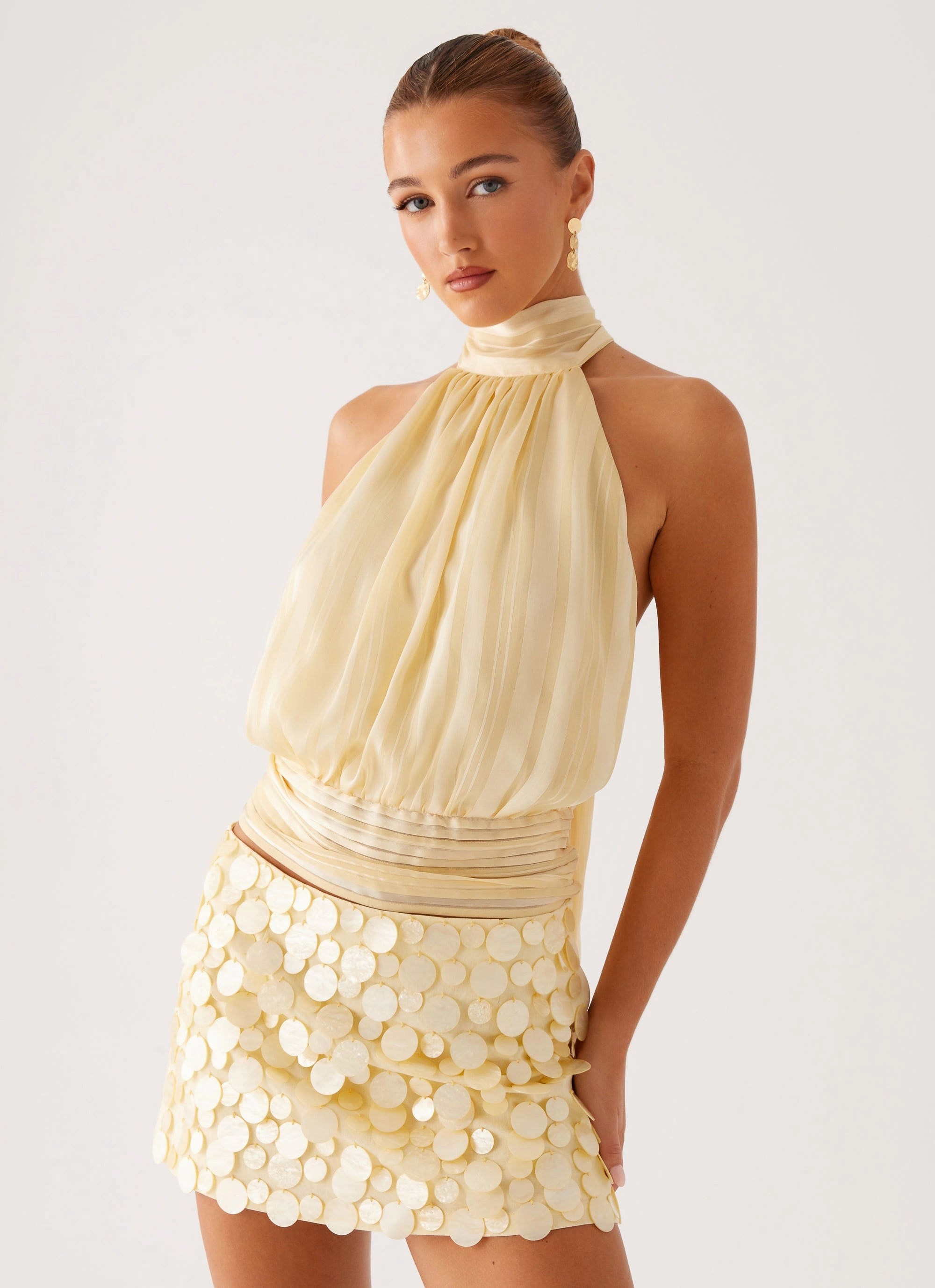 Willow Chiffon Top - Yellow MoistureManagementSystem