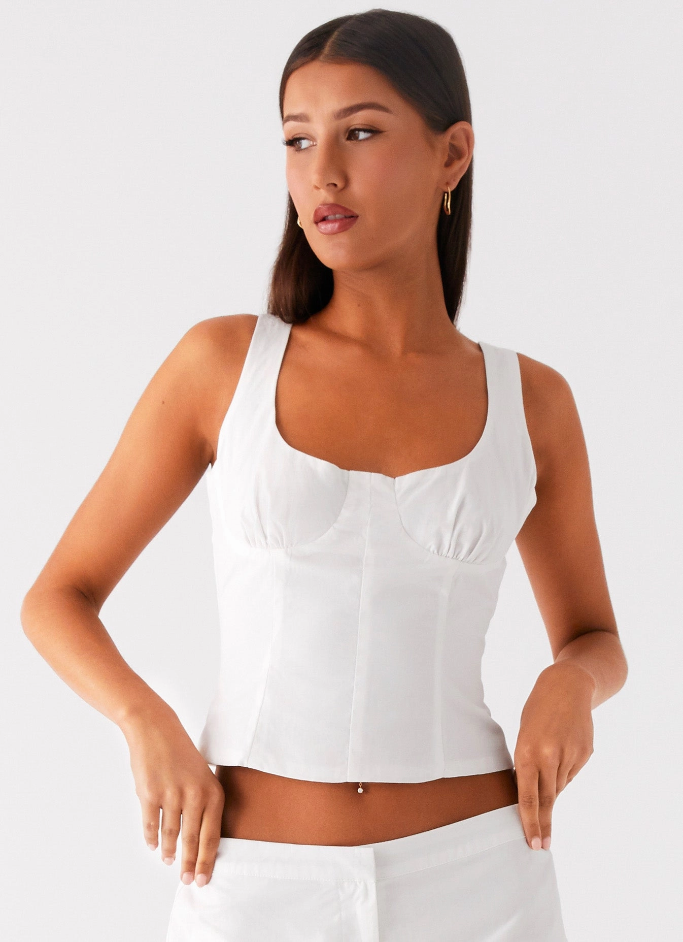Coastline Bustier Top - White Vintage Pullover