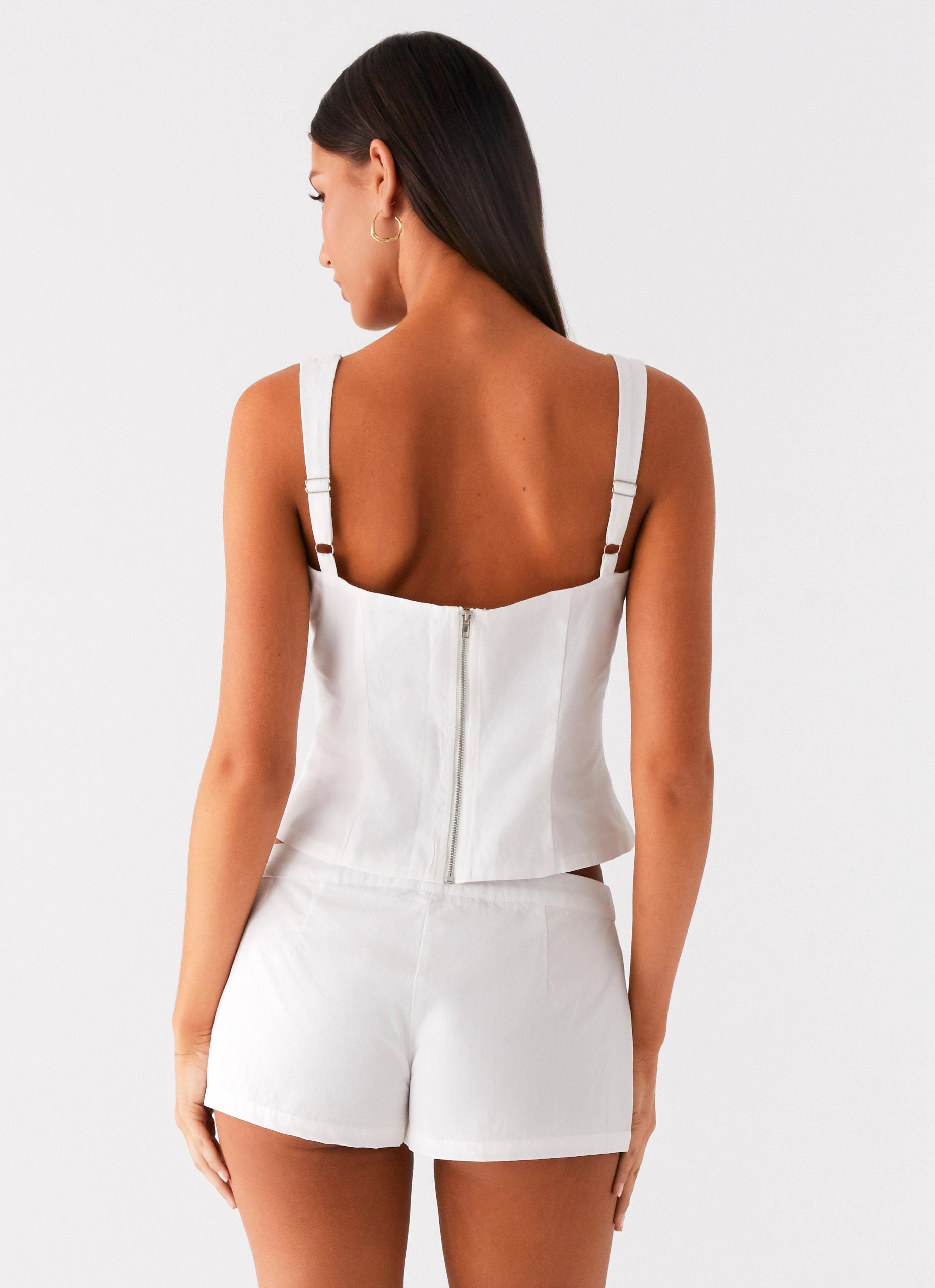 High Density Knit Coastline Bustier Top - White