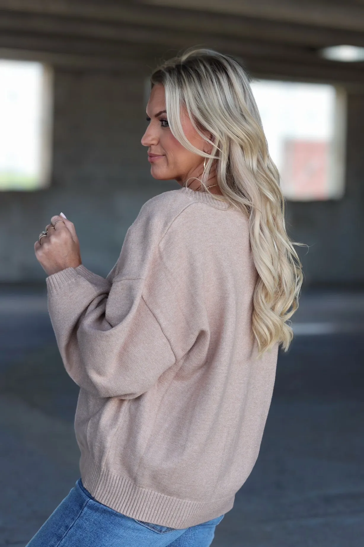 Mood Booster Simple Wear Erin V-Neck Sweater - Beige