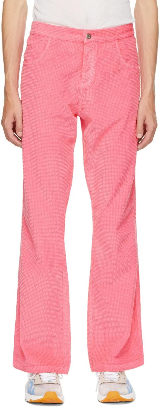ERL Pink Waffle Corduroy Trousers