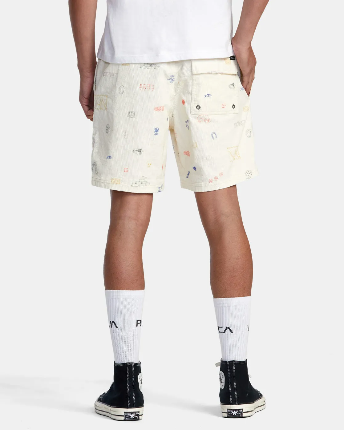 Escape 17" Elastic Waist Corduroy Shorts - Natural