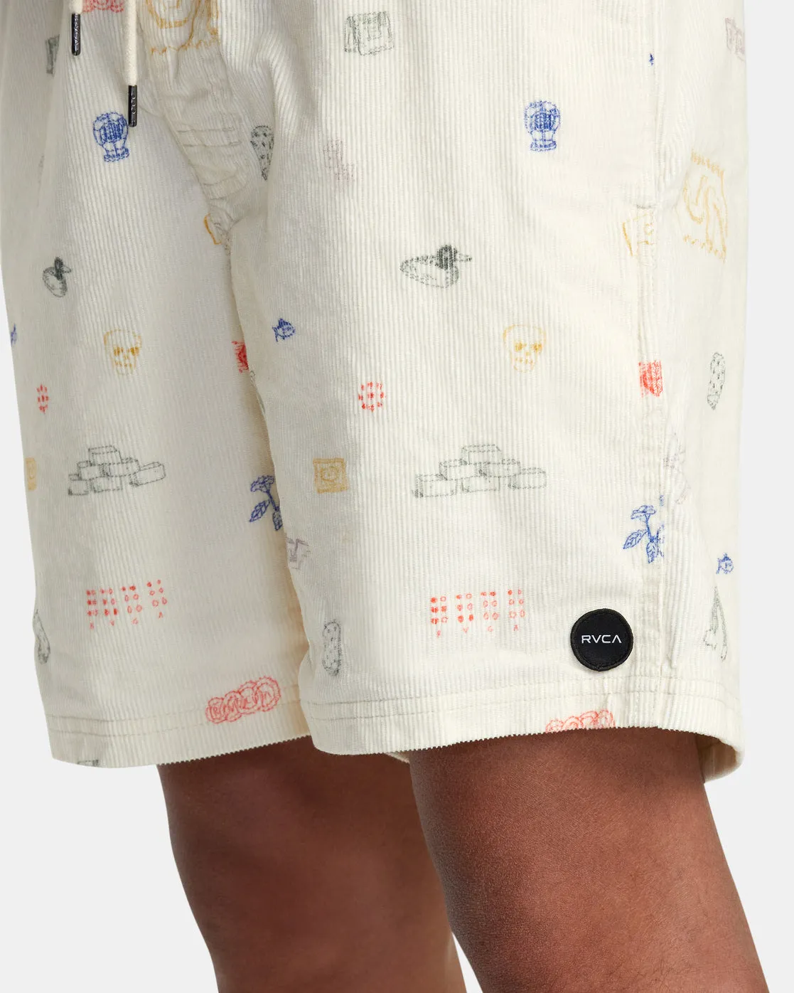 Escape 17" Elastic Waist Corduroy Shorts - Natural