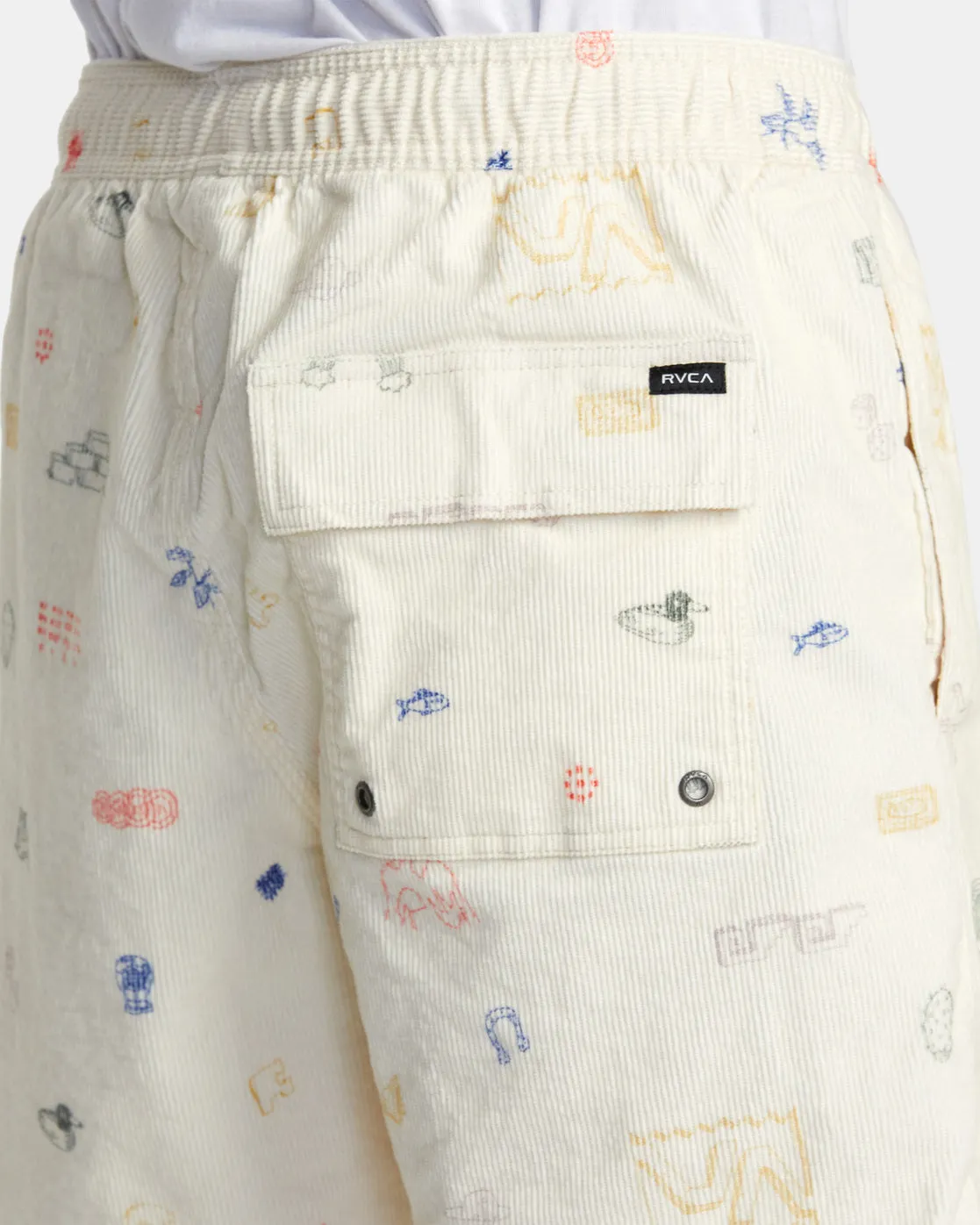 Escape 17" Elastic Waist Corduroy Shorts - Natural