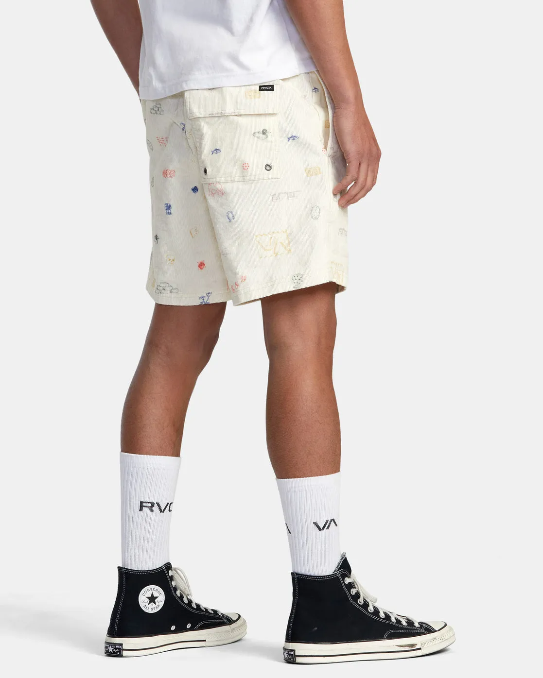 Escape 17" Elastic Waist Corduroy Shorts - Natural