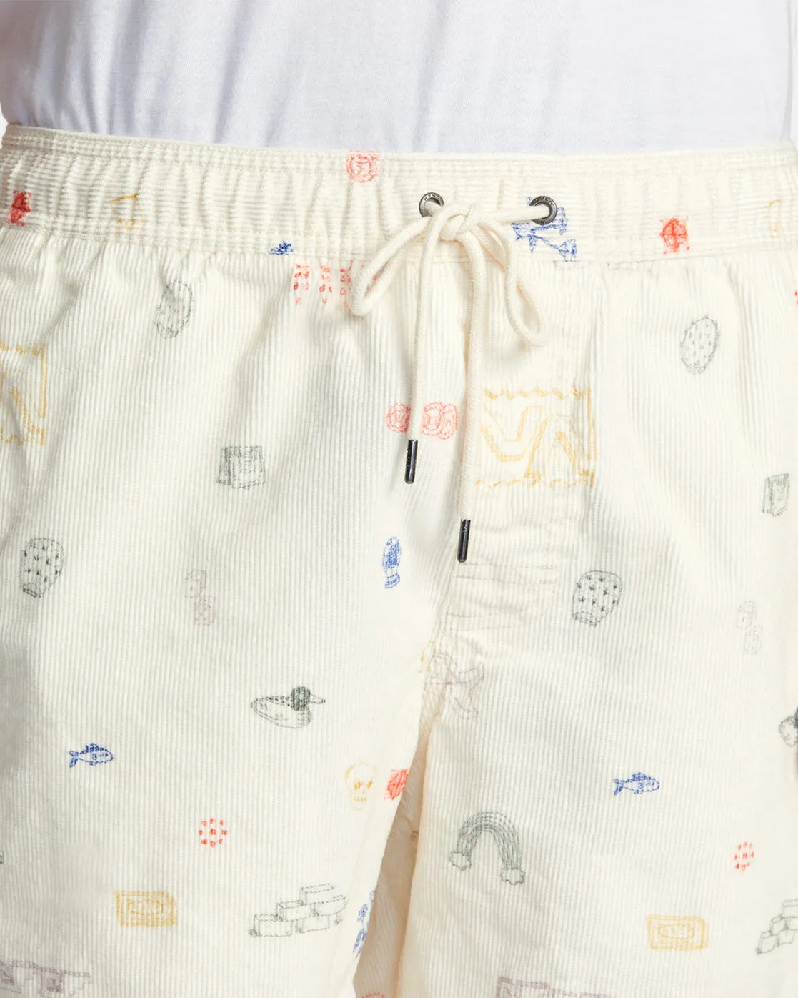 Escape 17" Elastic Waist Corduroy Shorts - Natural