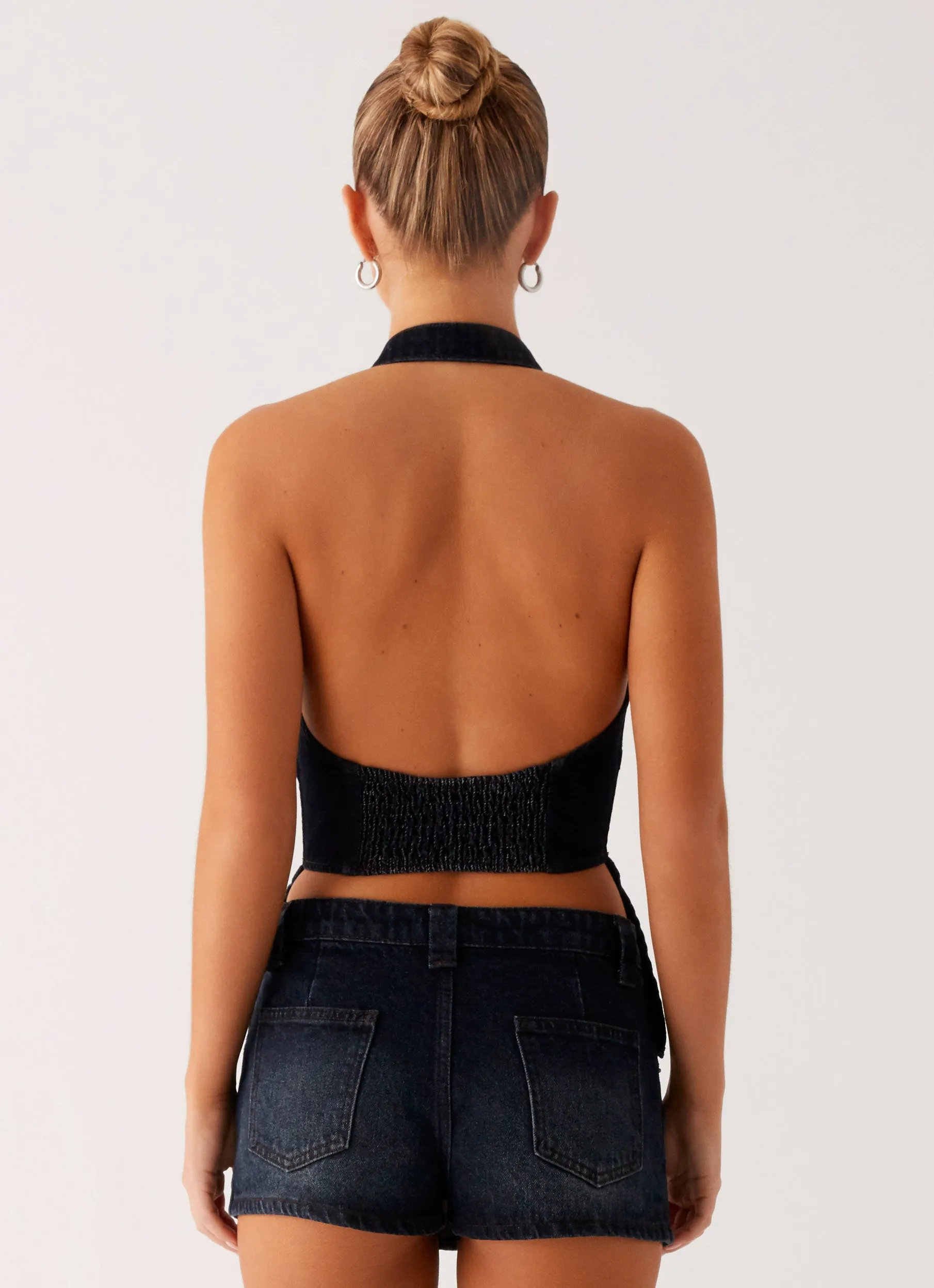 Esma Halter Top - Washed Dark Blue NonRestrictive