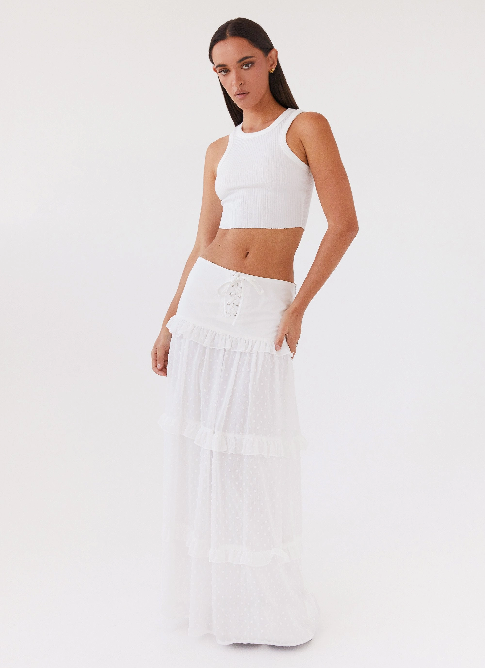 Tapered Cut Unique Feature Esmeralda Maxi Skirt - White
