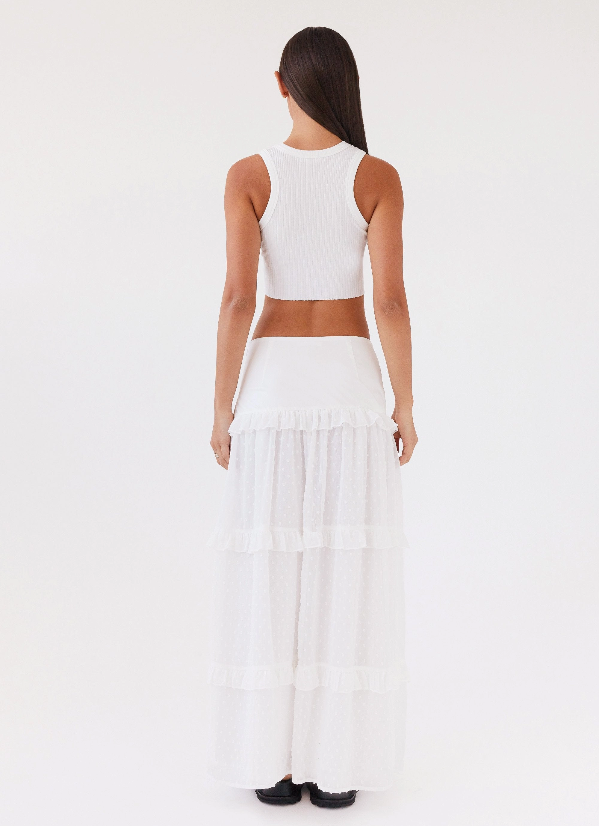 Relaxed Motion Button Details Esmeralda Maxi Skirt - White