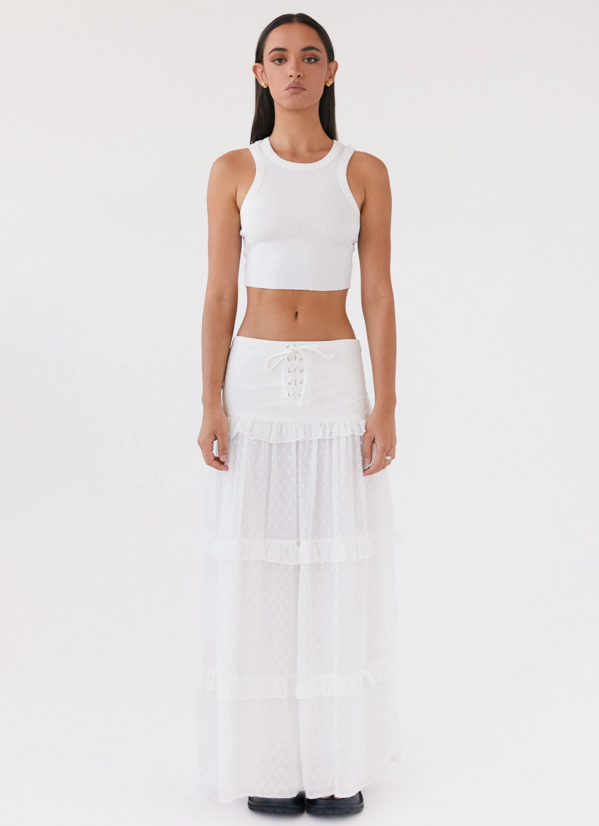 Esmeralda Maxi Skirt - White Multi Purpose Fabric Festival Outfit