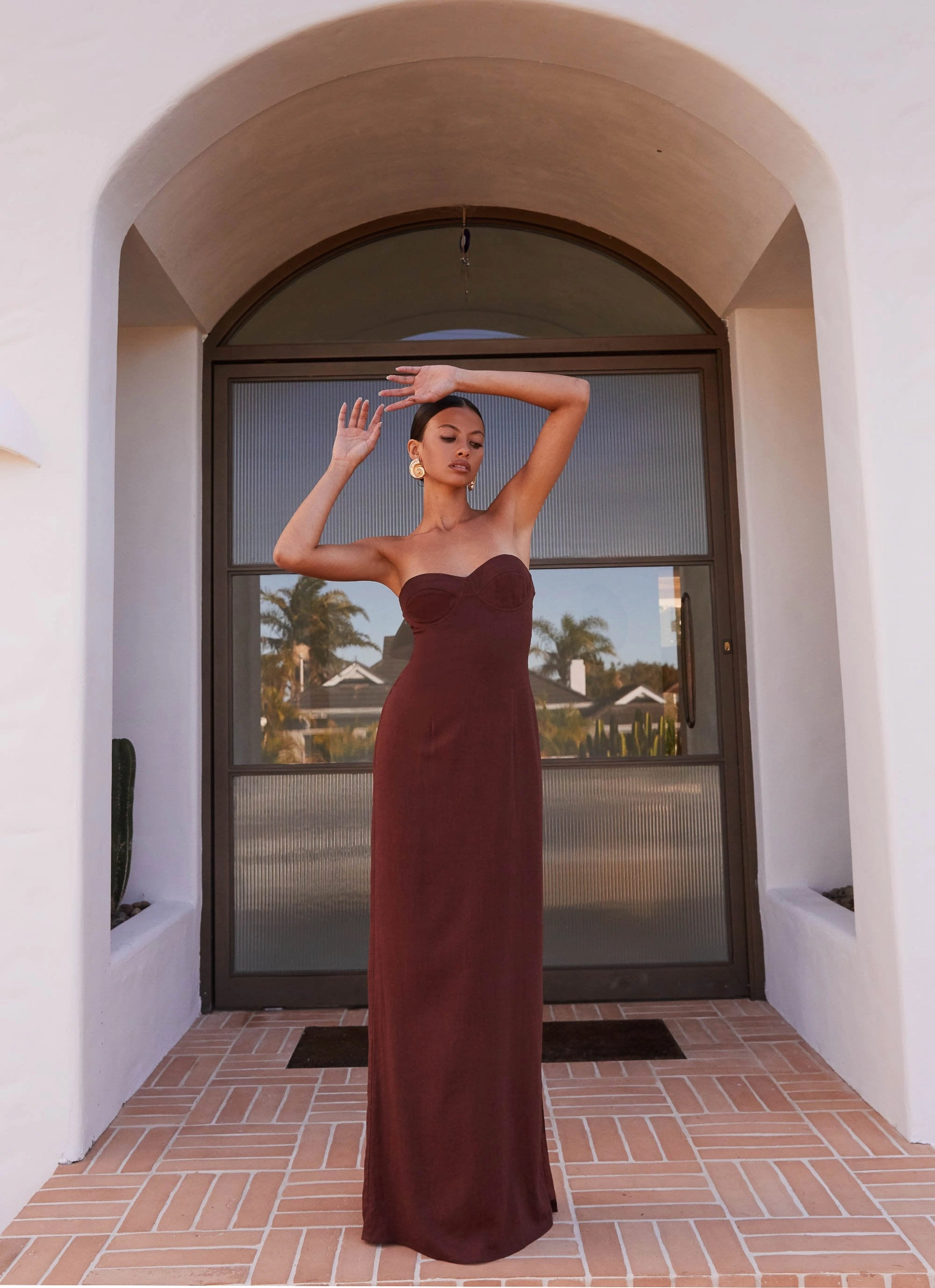 Esra Strapless Maxi Dress - Chocolate Perfect Look Modern-style