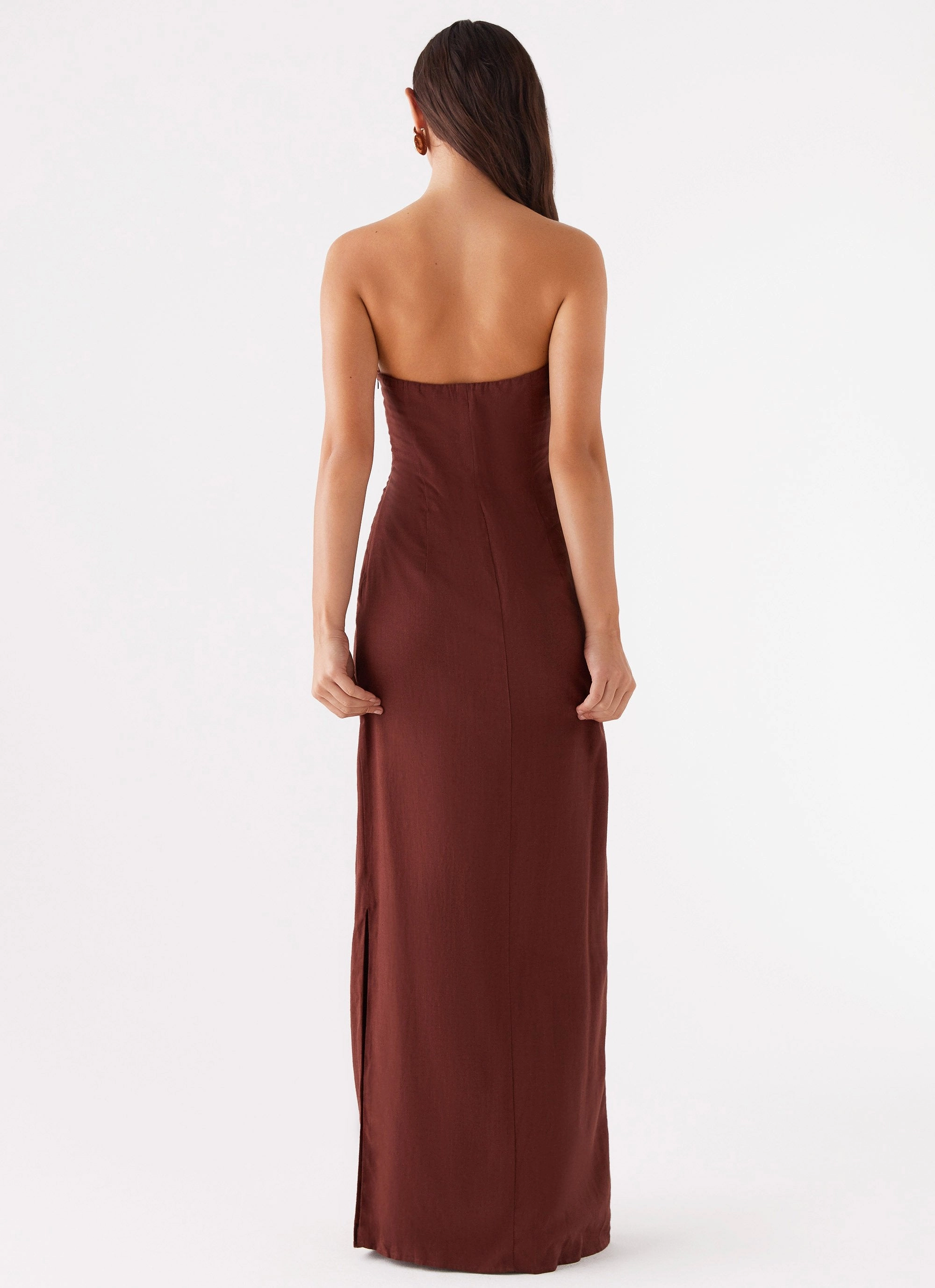 Esra Strapless Maxi Dress - Chocolate Stylish Waistband Fit Family Joy