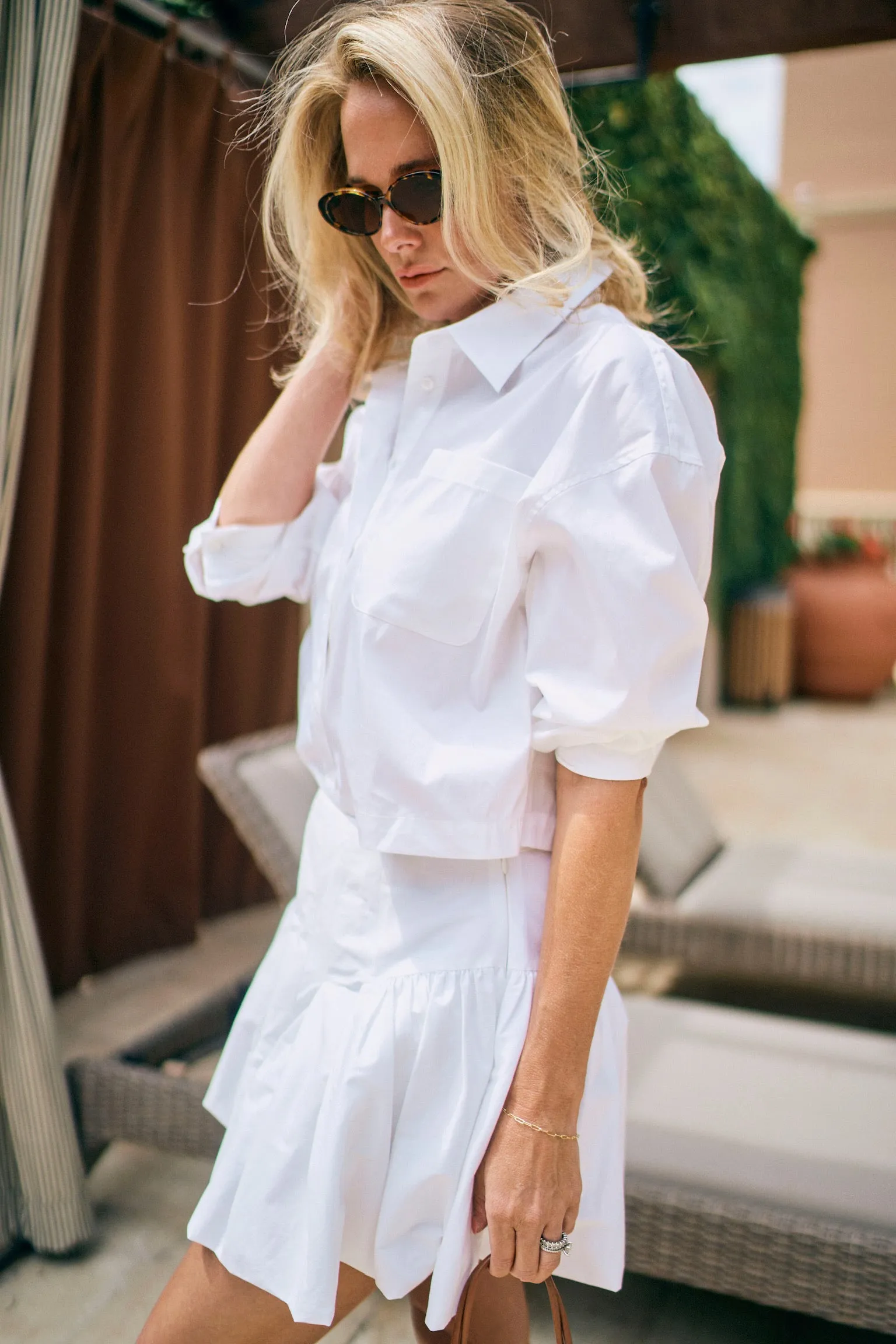 MASON'S DAUGHTER | the Cropped Boyfriend Shirt, White Seamless Waistband
