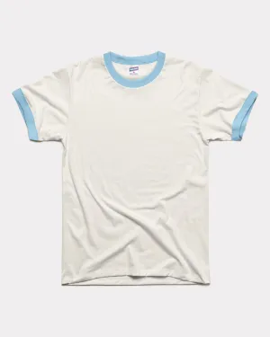 Essential White & Powder Blue Unisex Ringer