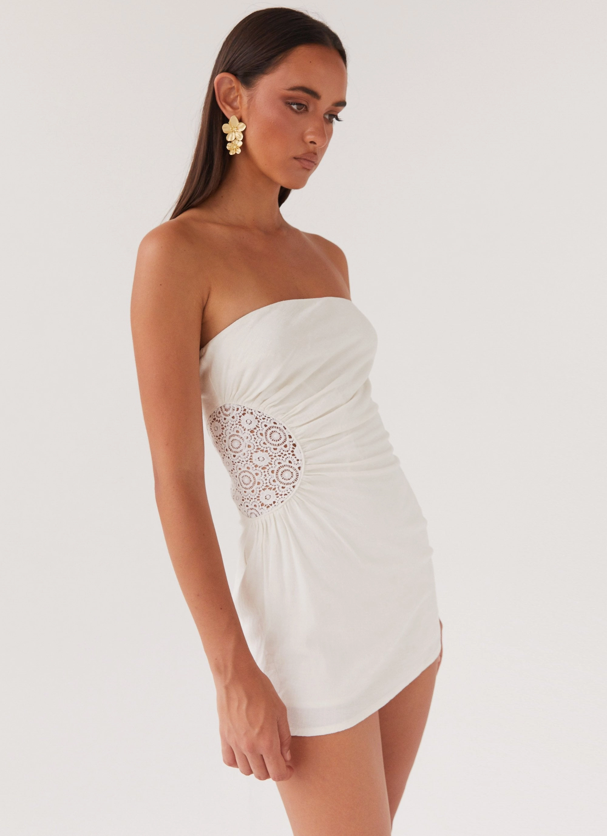 Palm Island Tube Mini Dress - White TearResistantFabric