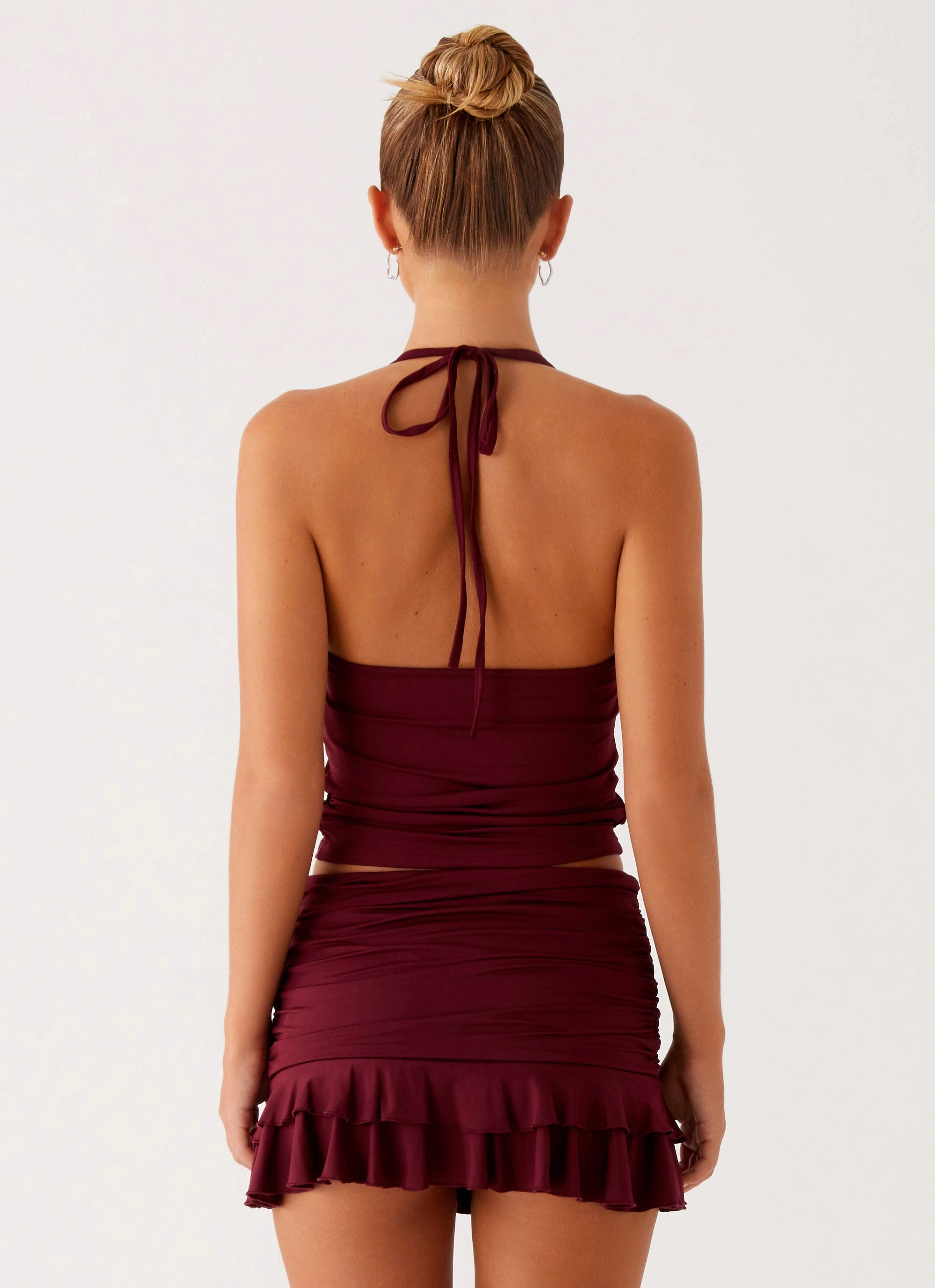 Bernie Mini Skirt - Raspberry Wine Opaque Lining Sleek Motion
