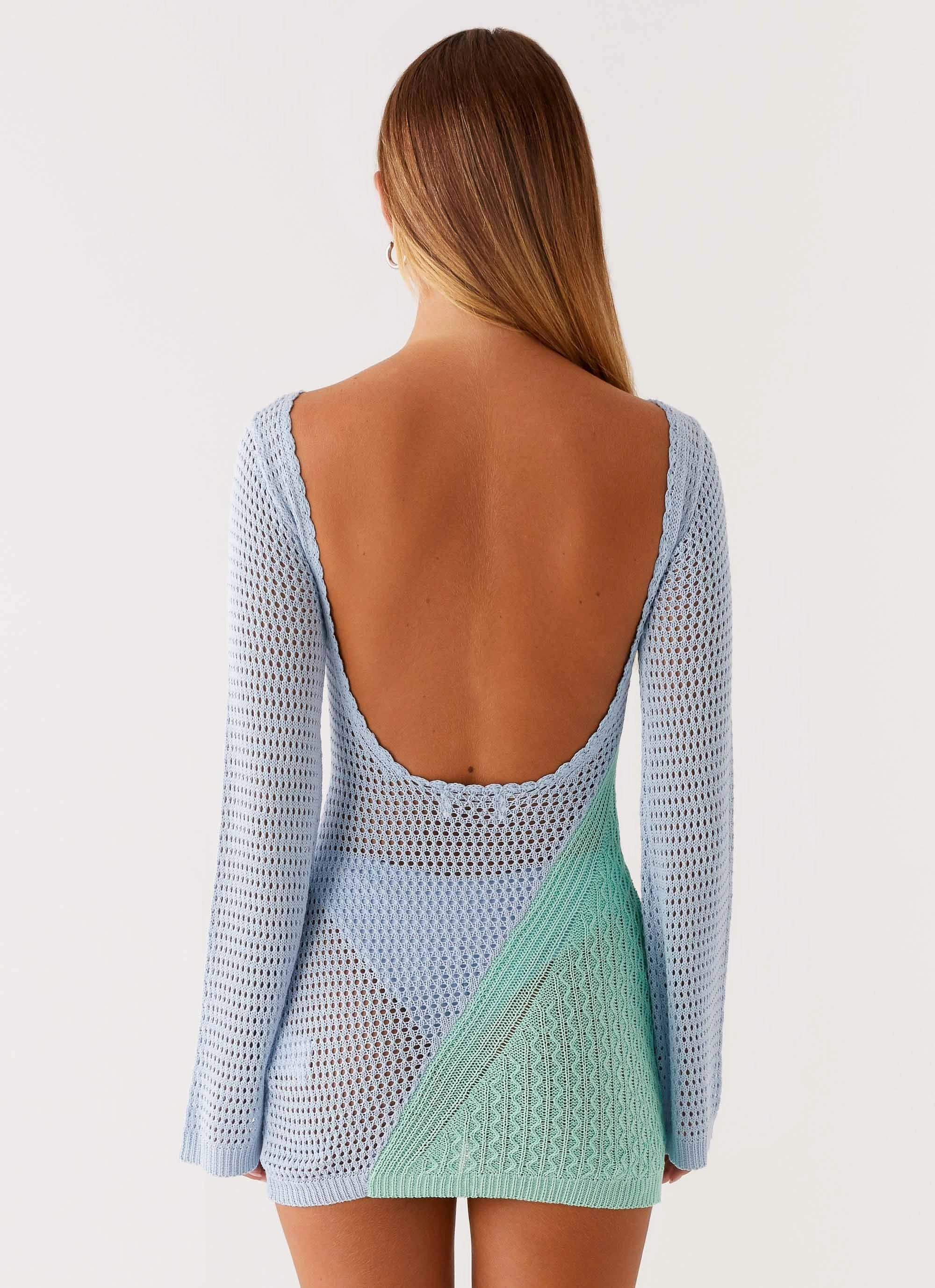 Easy Pairing Estie Long Sleeve Crochet Mini Dress - Multi