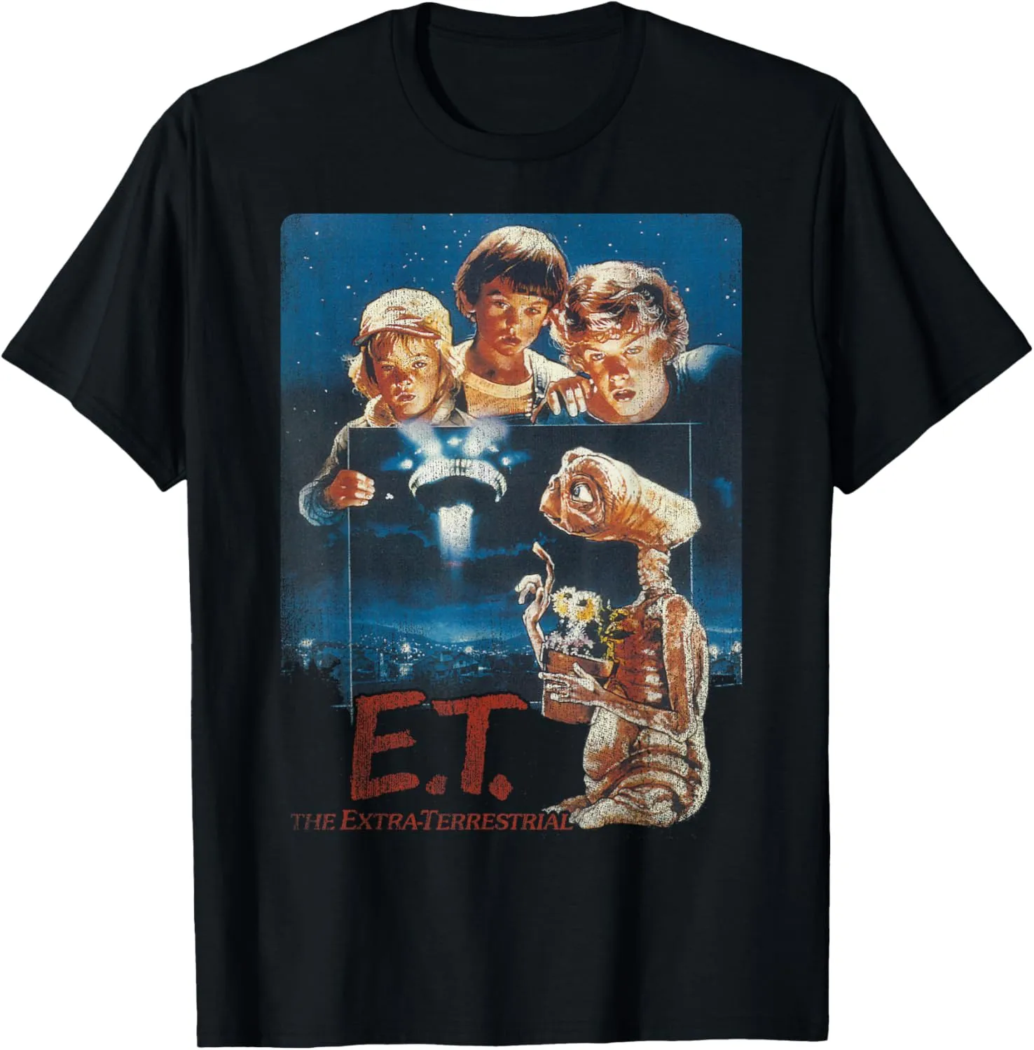 E.T. Distressed Vintage Photograph Graphic T-Shirt T-Shirt
