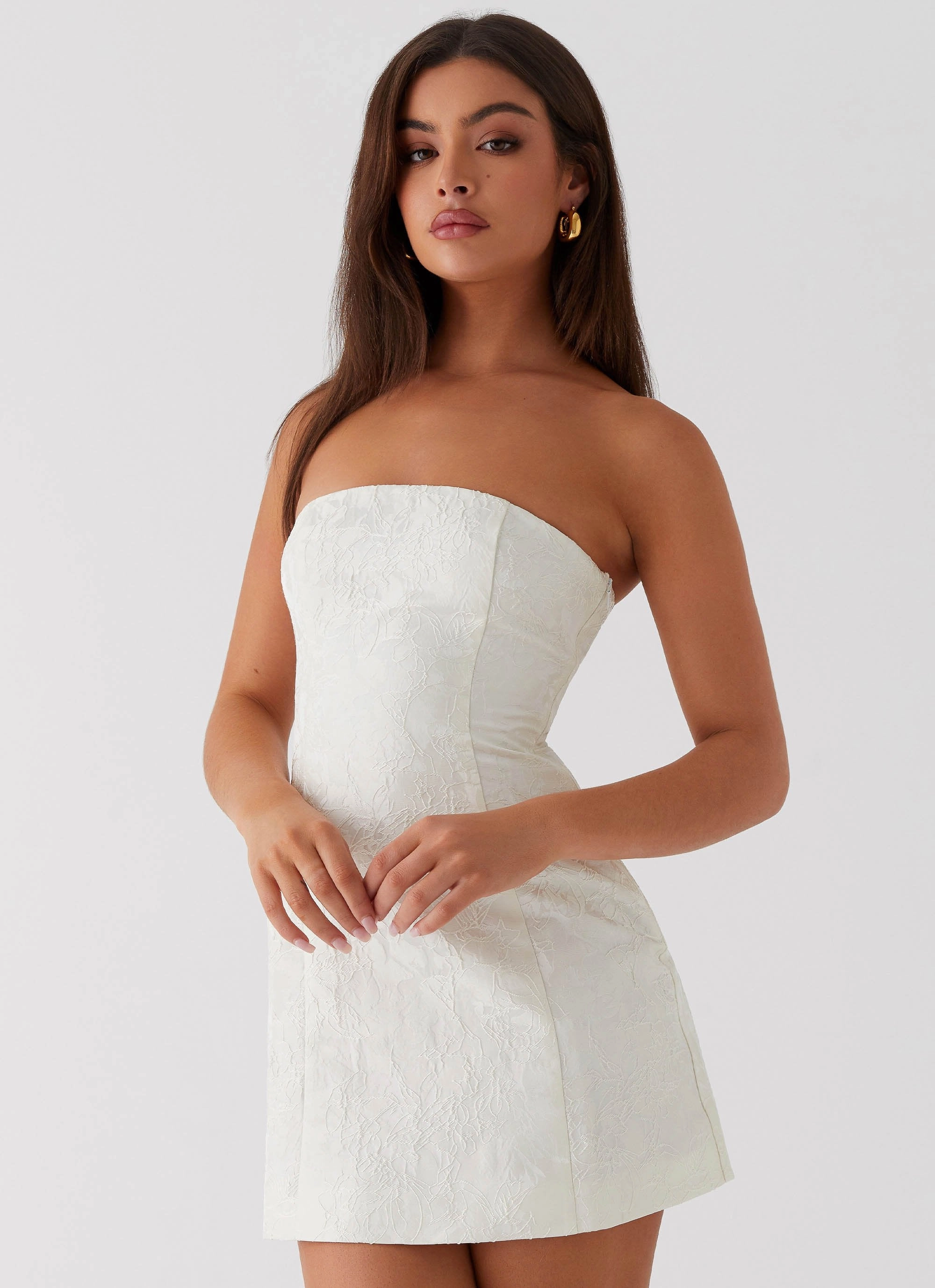 Eternity Strapless Mini Dress - Ivory Lightweight Fabric