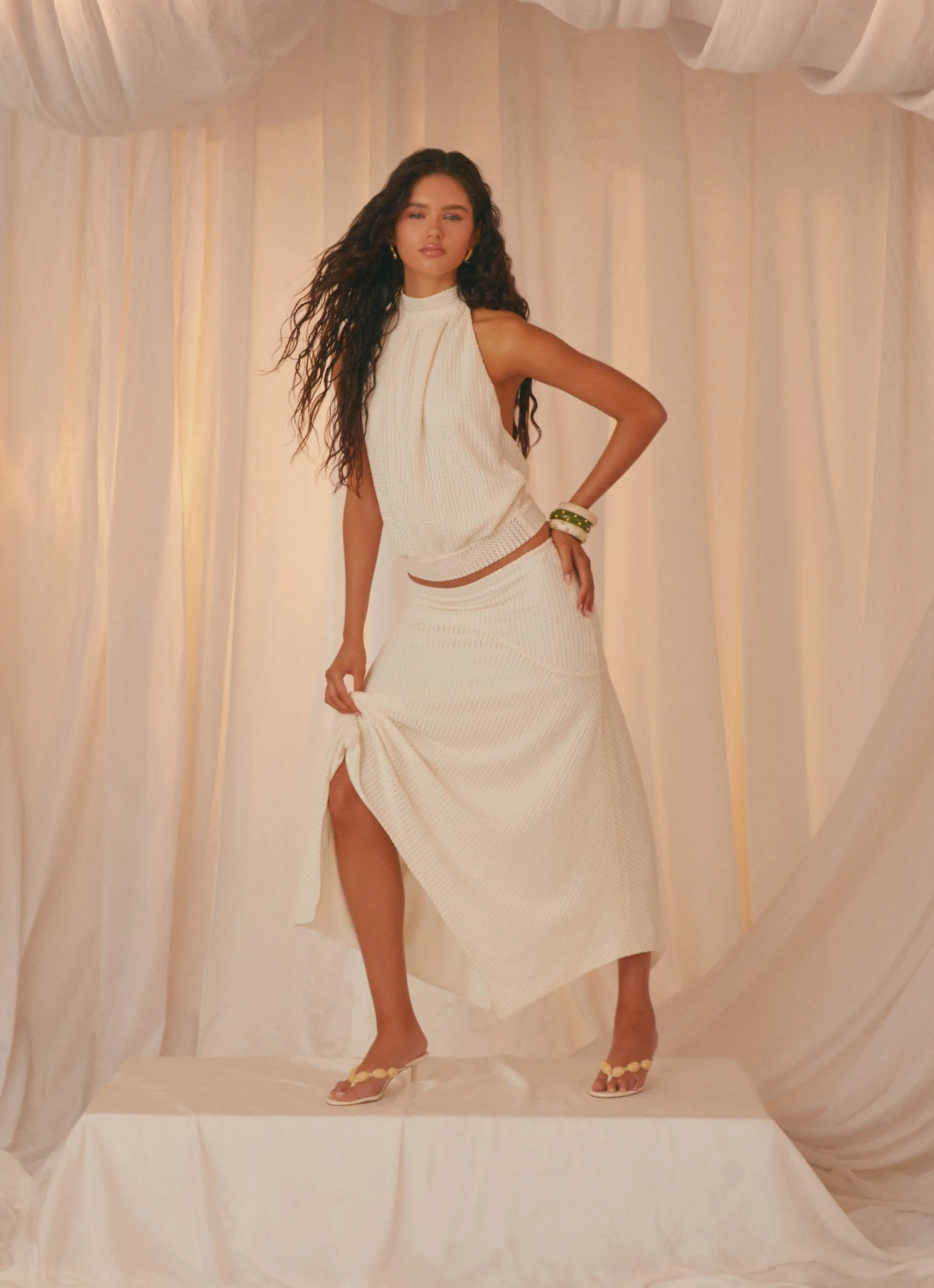 Evaden Backless Top - Ivory Organic Cotton Blend StretchTechnology