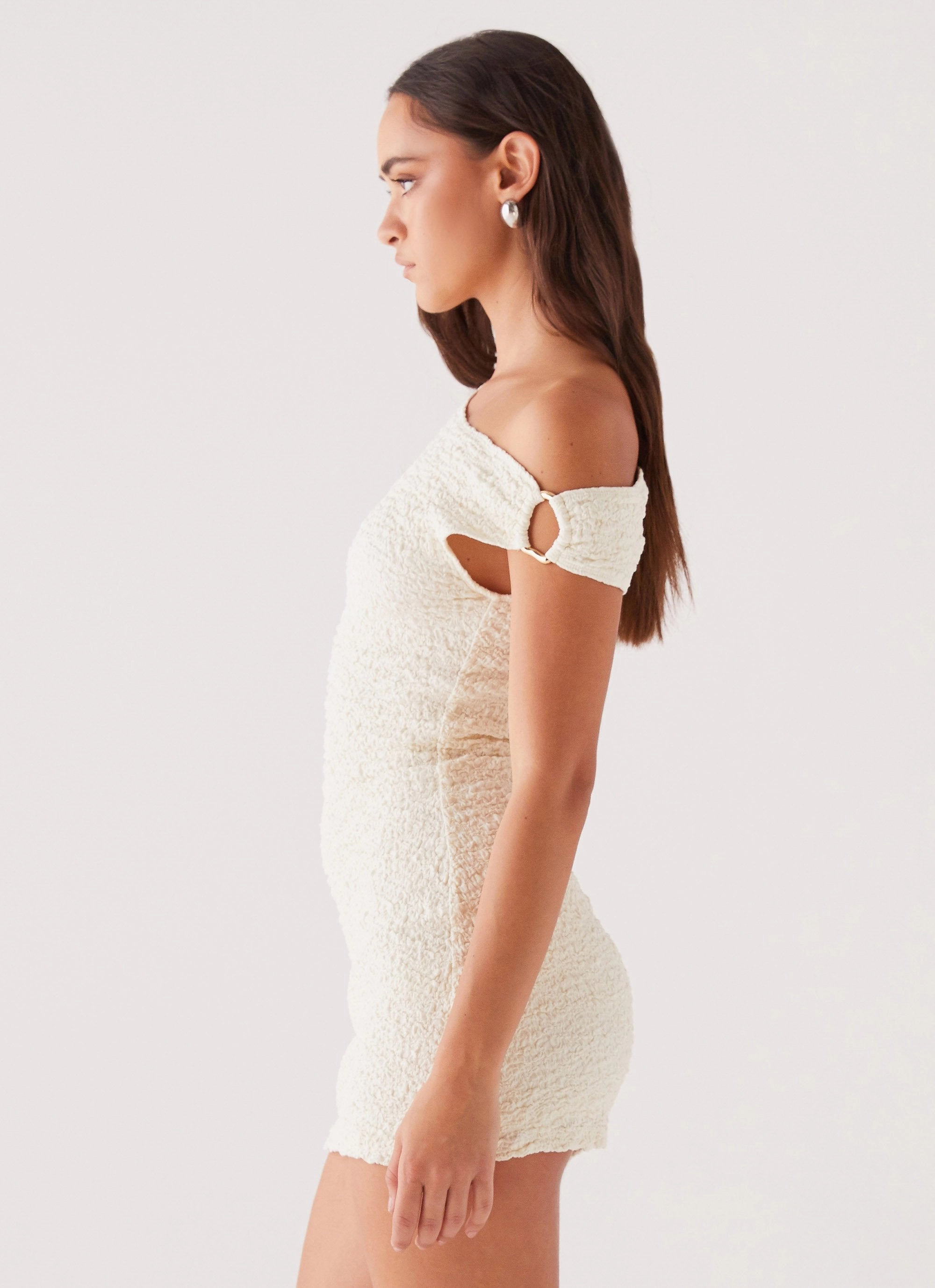 Relaxed Style Wear Field Fresh Farah Off Shoulder Mini Dress - White