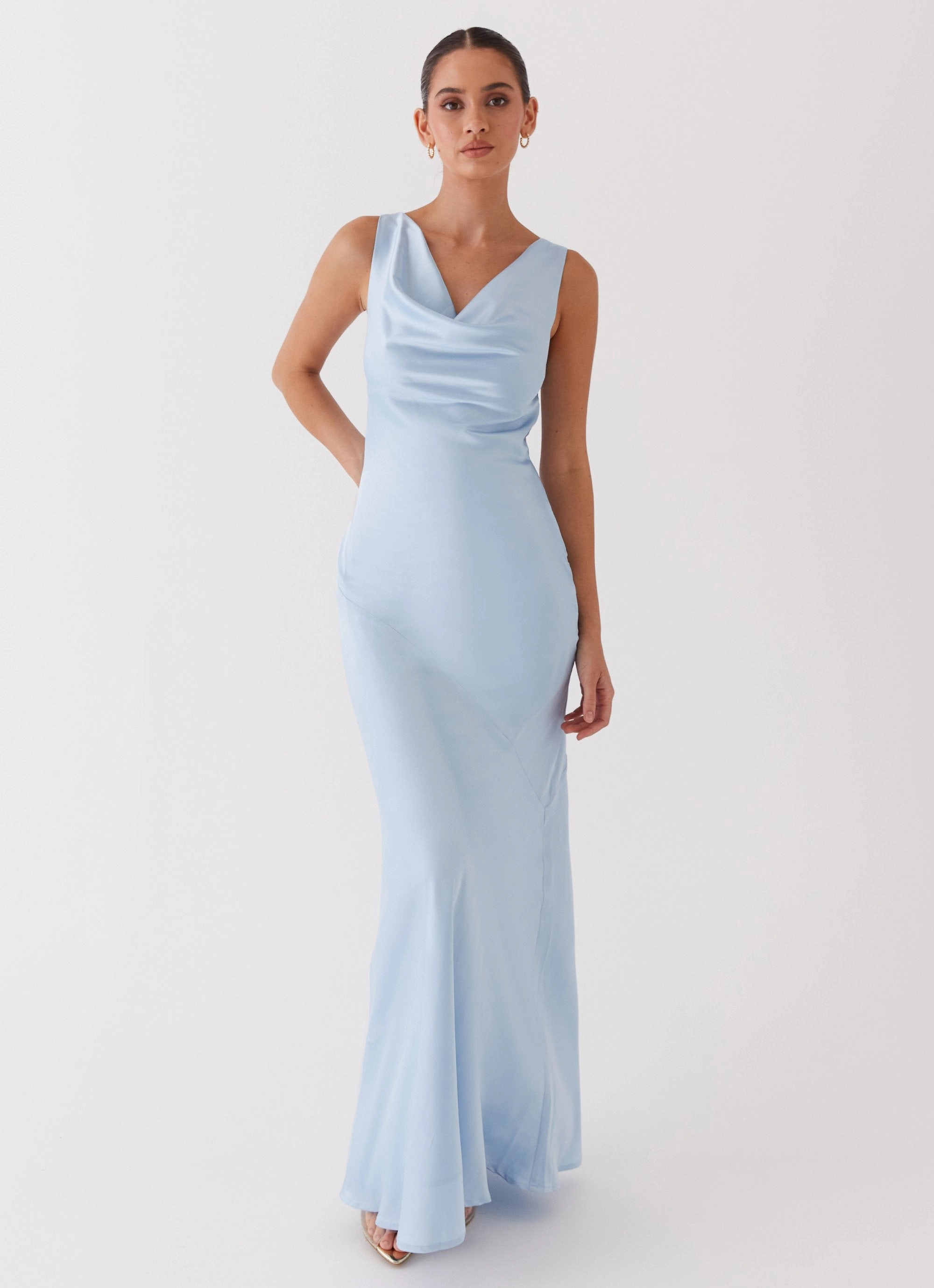 Timeless Energy Be Mine Satin Maxi Dress - Blue